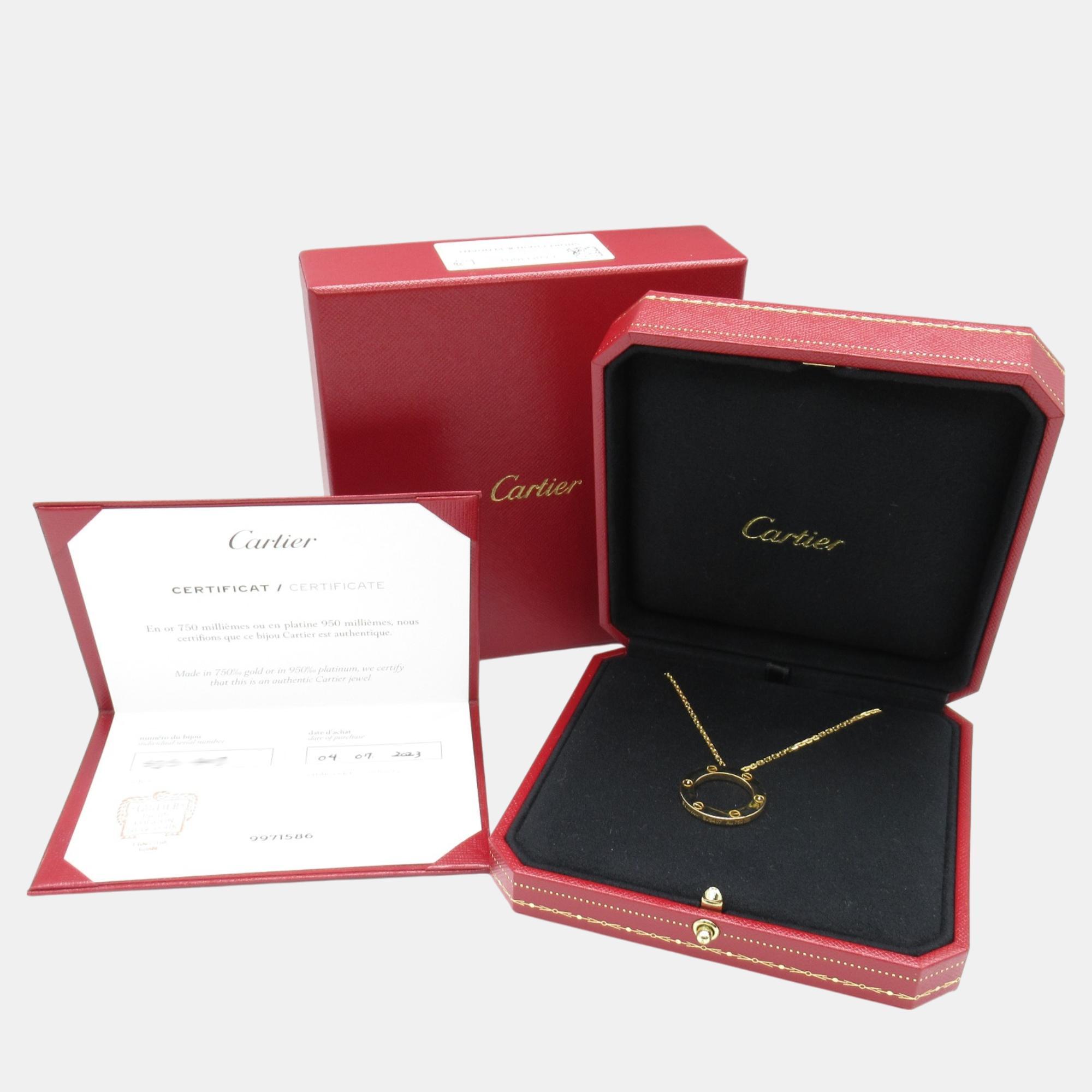 Cartier Love Circle Necklace 18k Yellow Gold Gold Metal