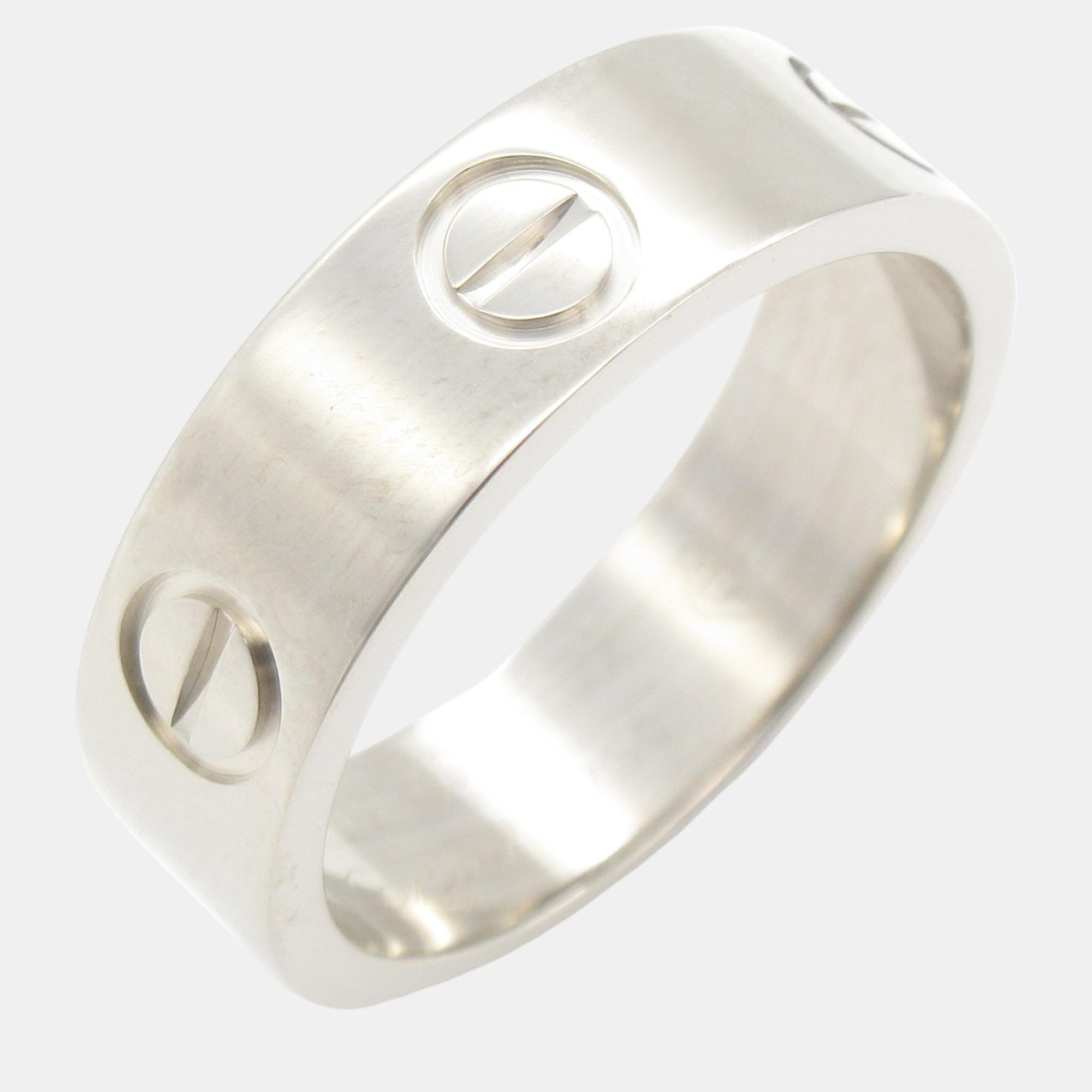Cartier 18K White Gold Love Band Ring EU 52