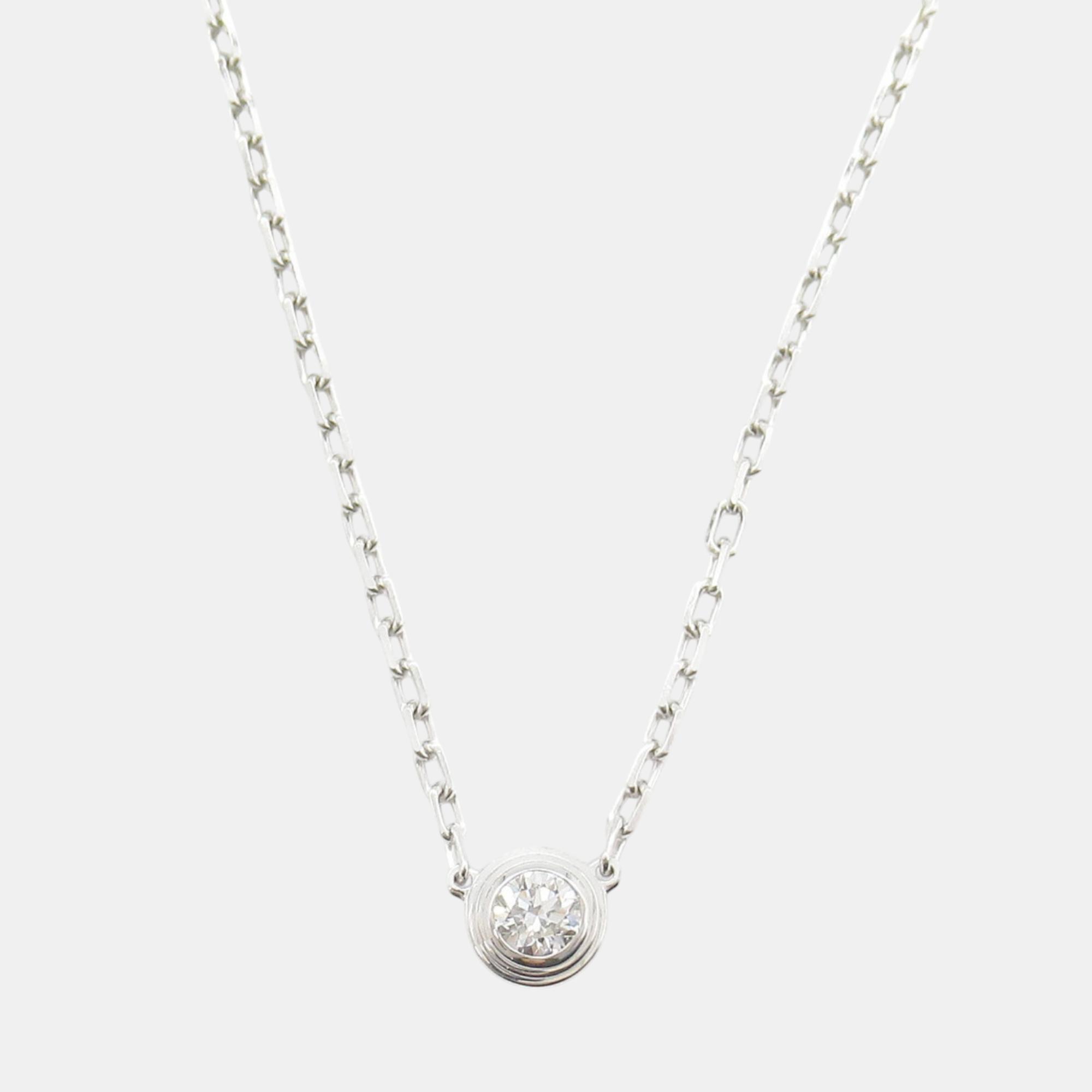 Cartier D'Amour SM Necklace 18k White Gold Diamond Clear Metal