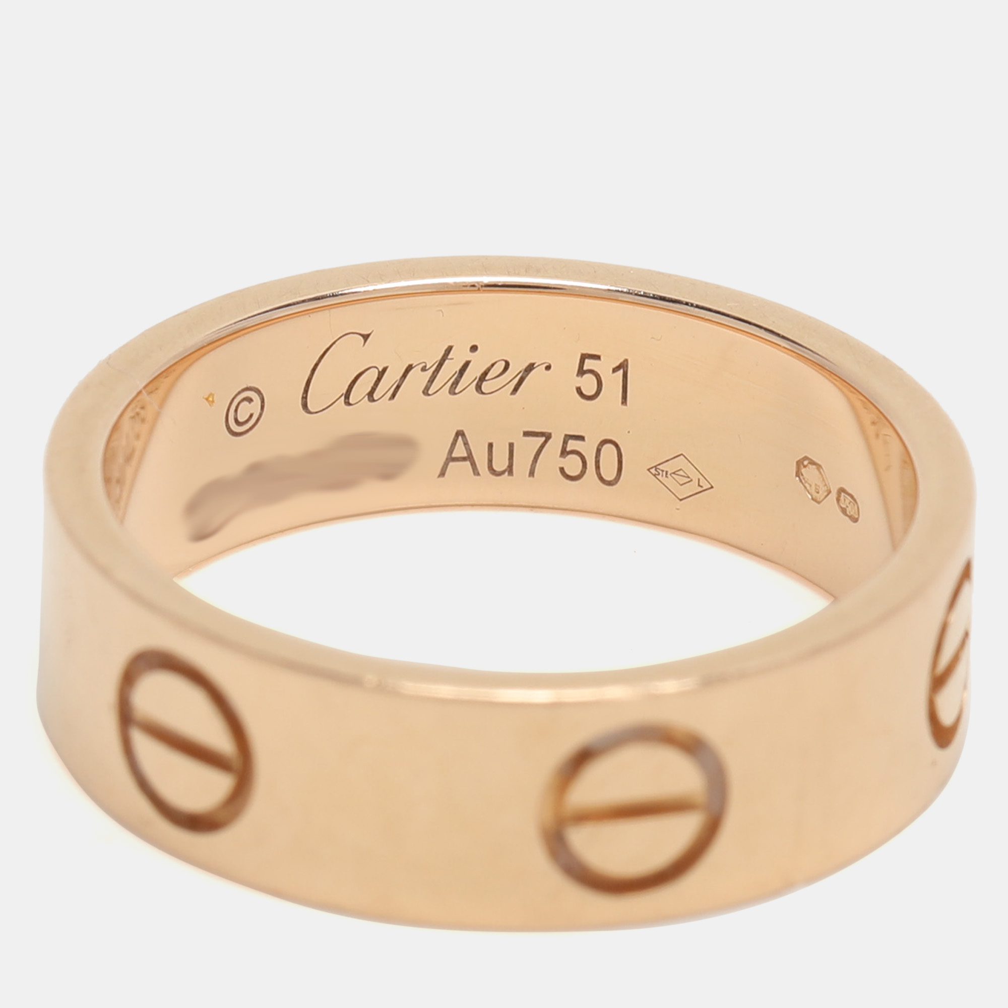 Cartier Love 18K Rose Gold Narrow Wedding Band Ring Size 51