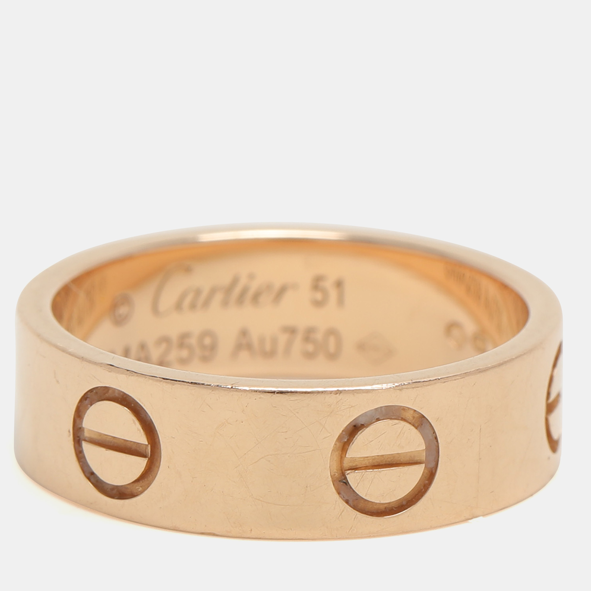 Cartier Love 18K Rose Gold Narrow Wedding Band Ring Size 51