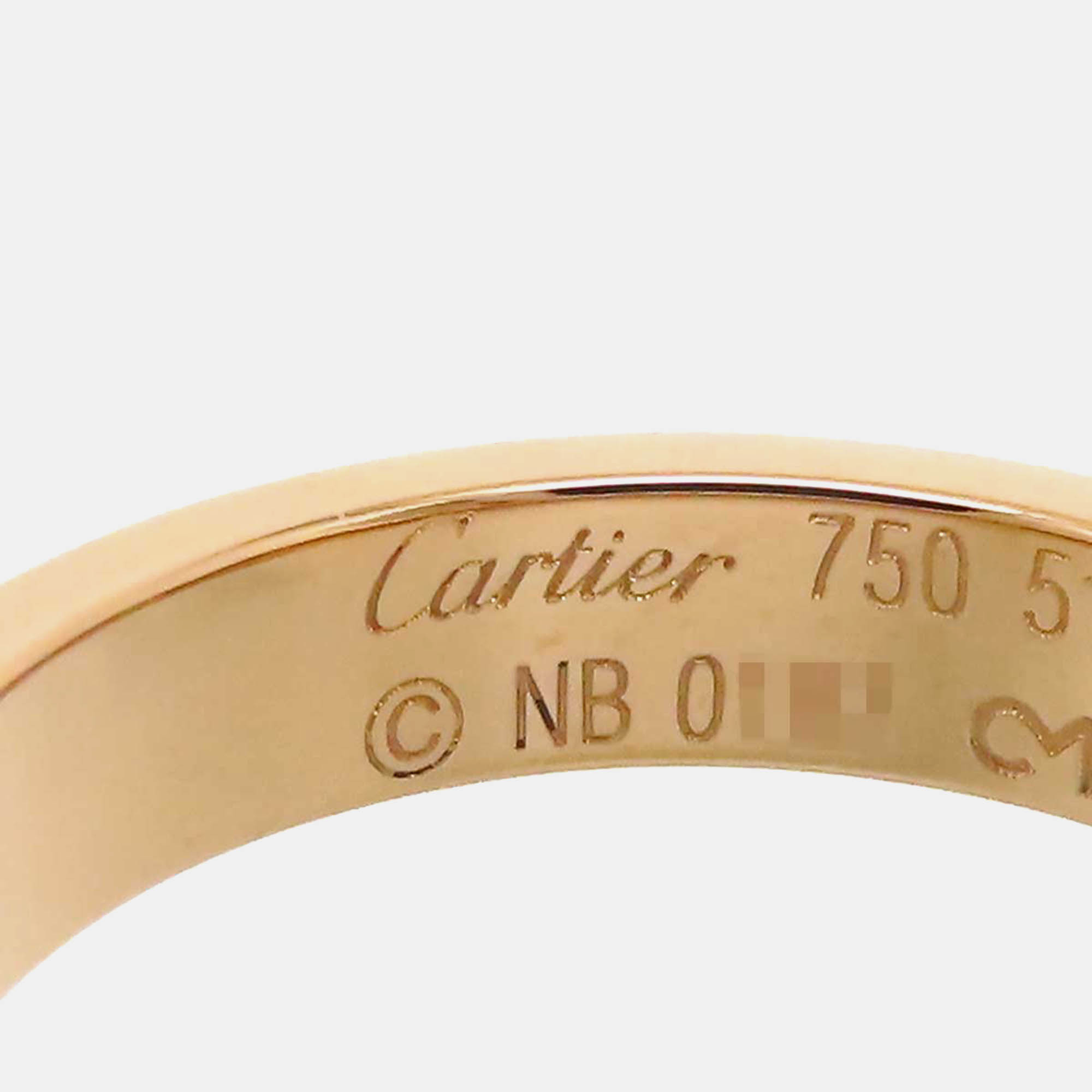 Cartier 18K Rose Gold And Diamond Love Band Ring EU 51