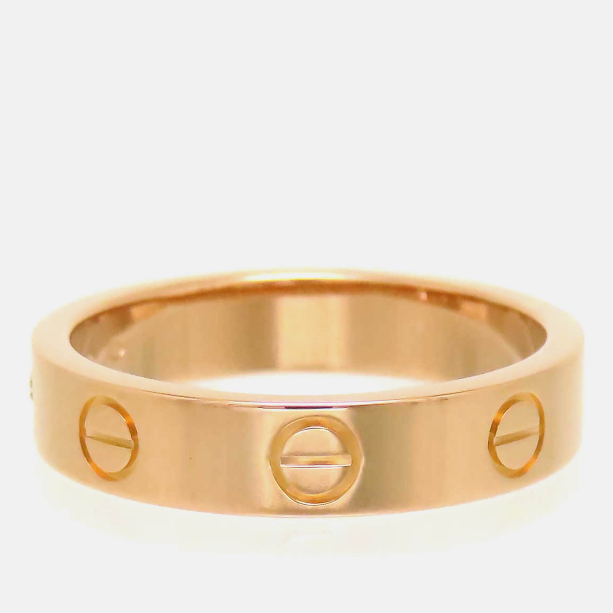 Cartier 18K Rose Gold And Diamond Love Band Ring EU 51