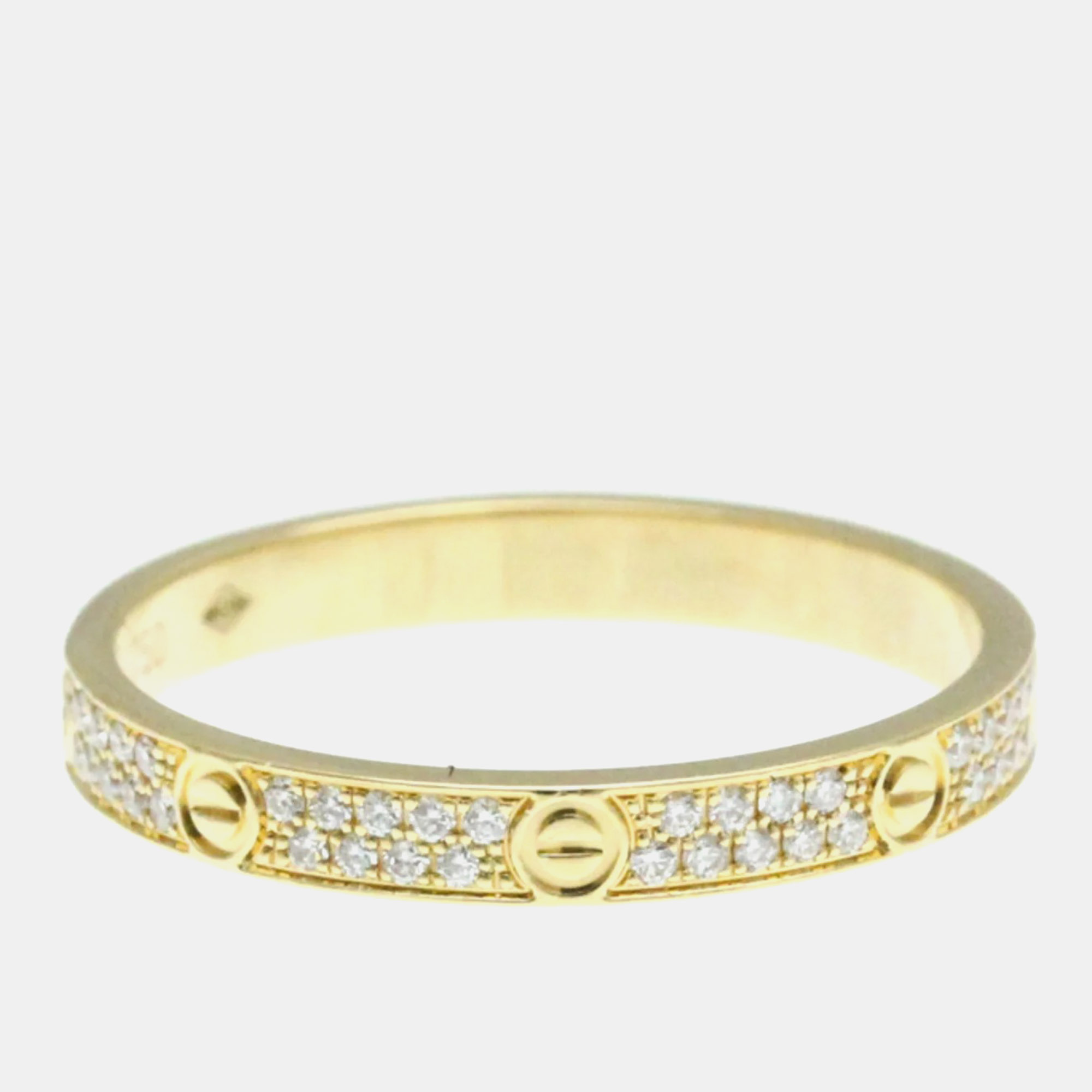 Cartier 18K Yellow Gold And Diamond Love Band Ring EU 53