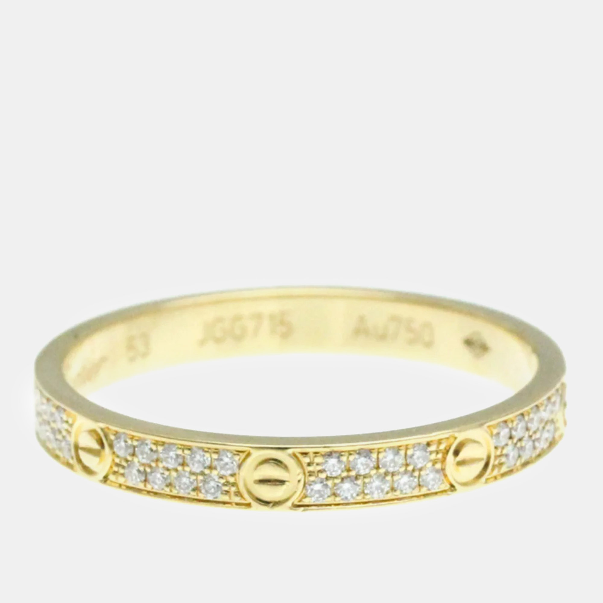 Cartier 18K Yellow Gold And Diamond Love Band Ring EU 53