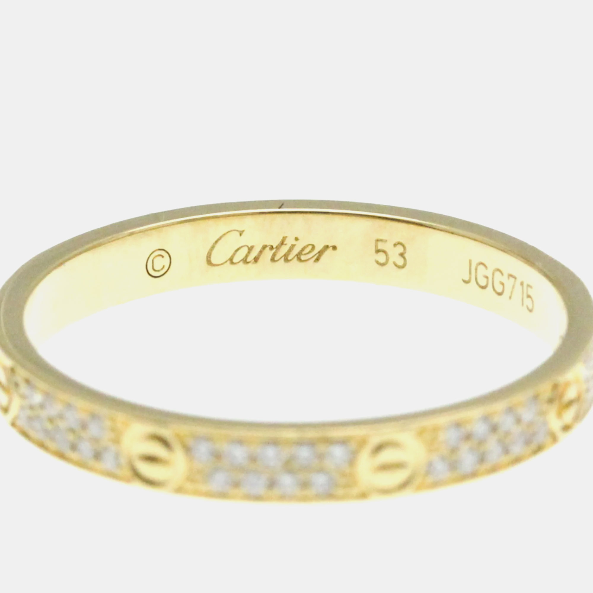 Cartier 18K Yellow Gold And Diamond Love Band Ring EU 53