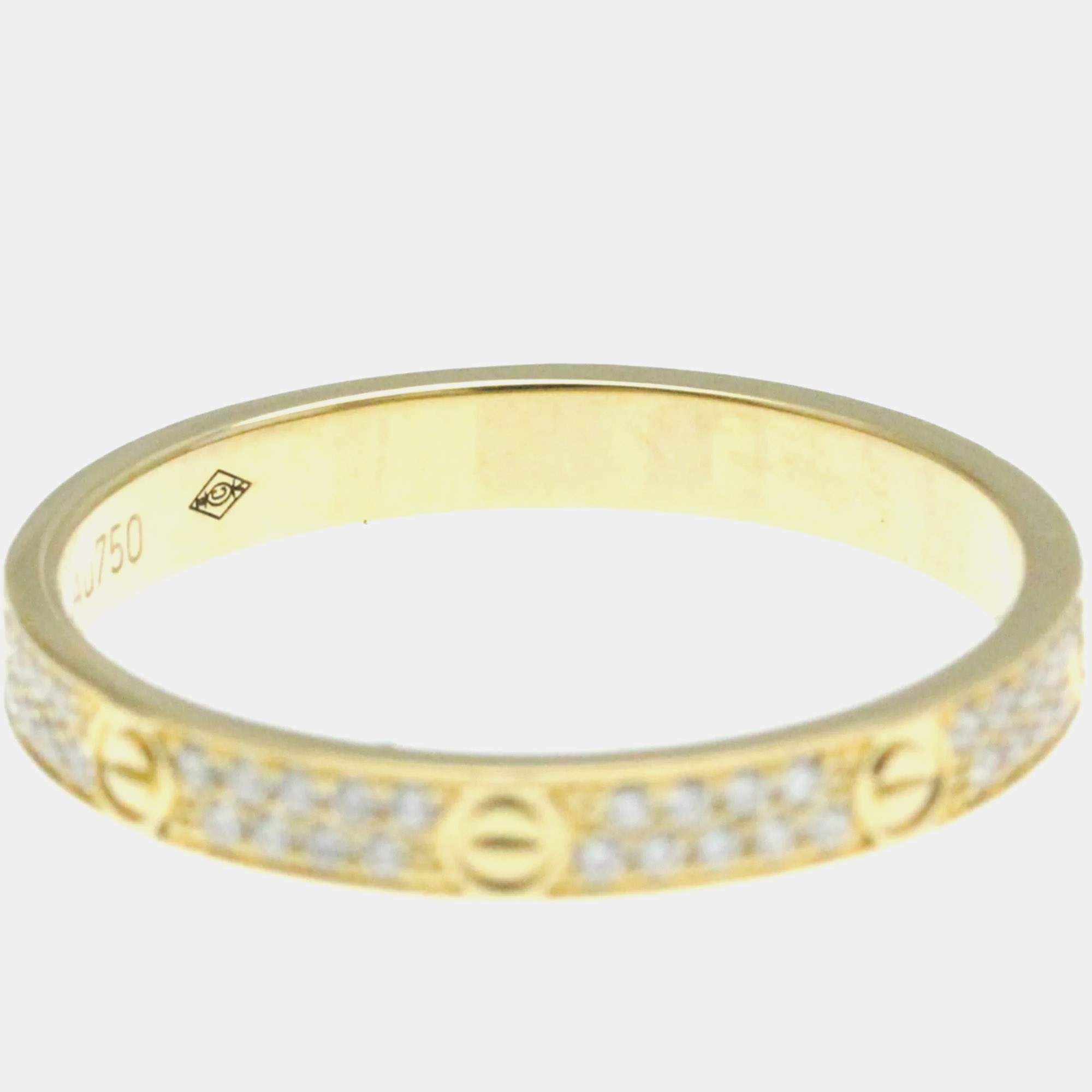 Cartier 18K Yellow Gold And Diamond Love Band Ring EU 53