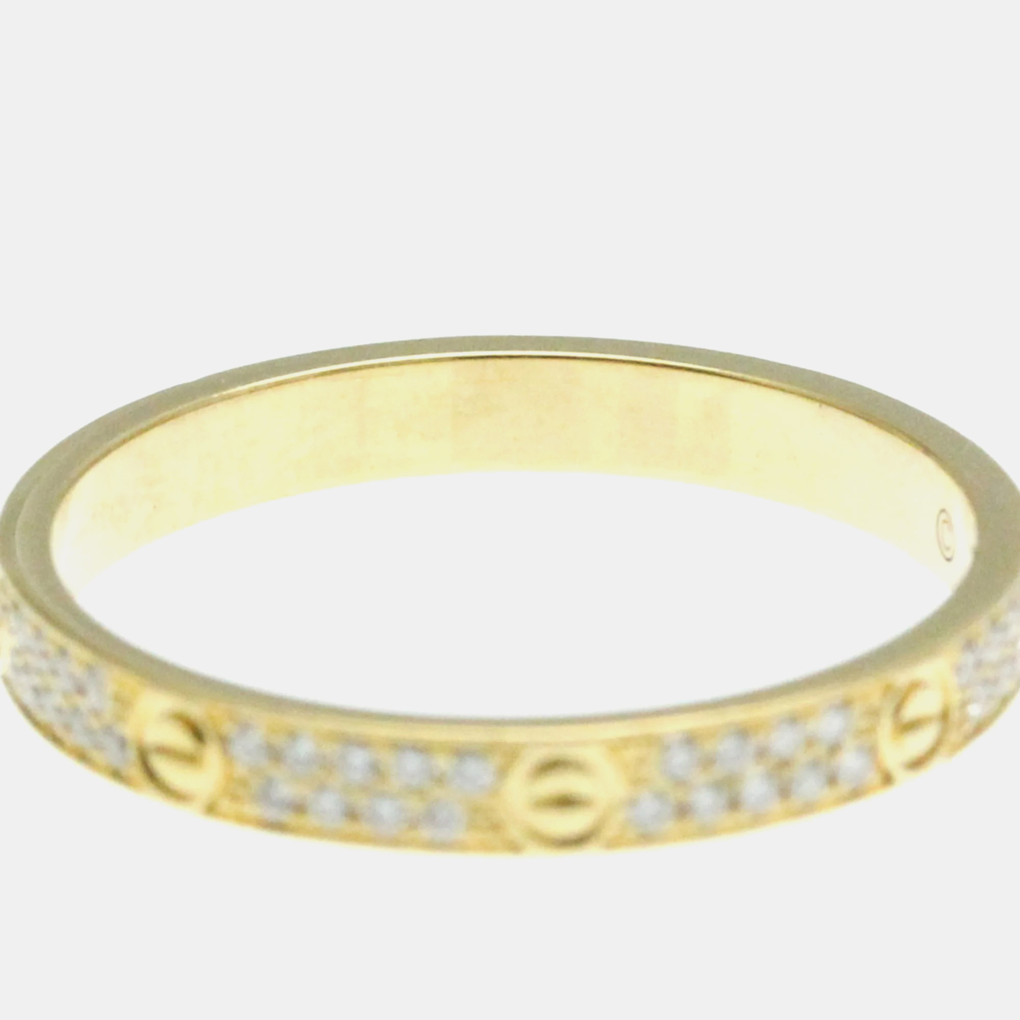 Cartier 18K Yellow Gold And Diamond Love Band Ring EU 53