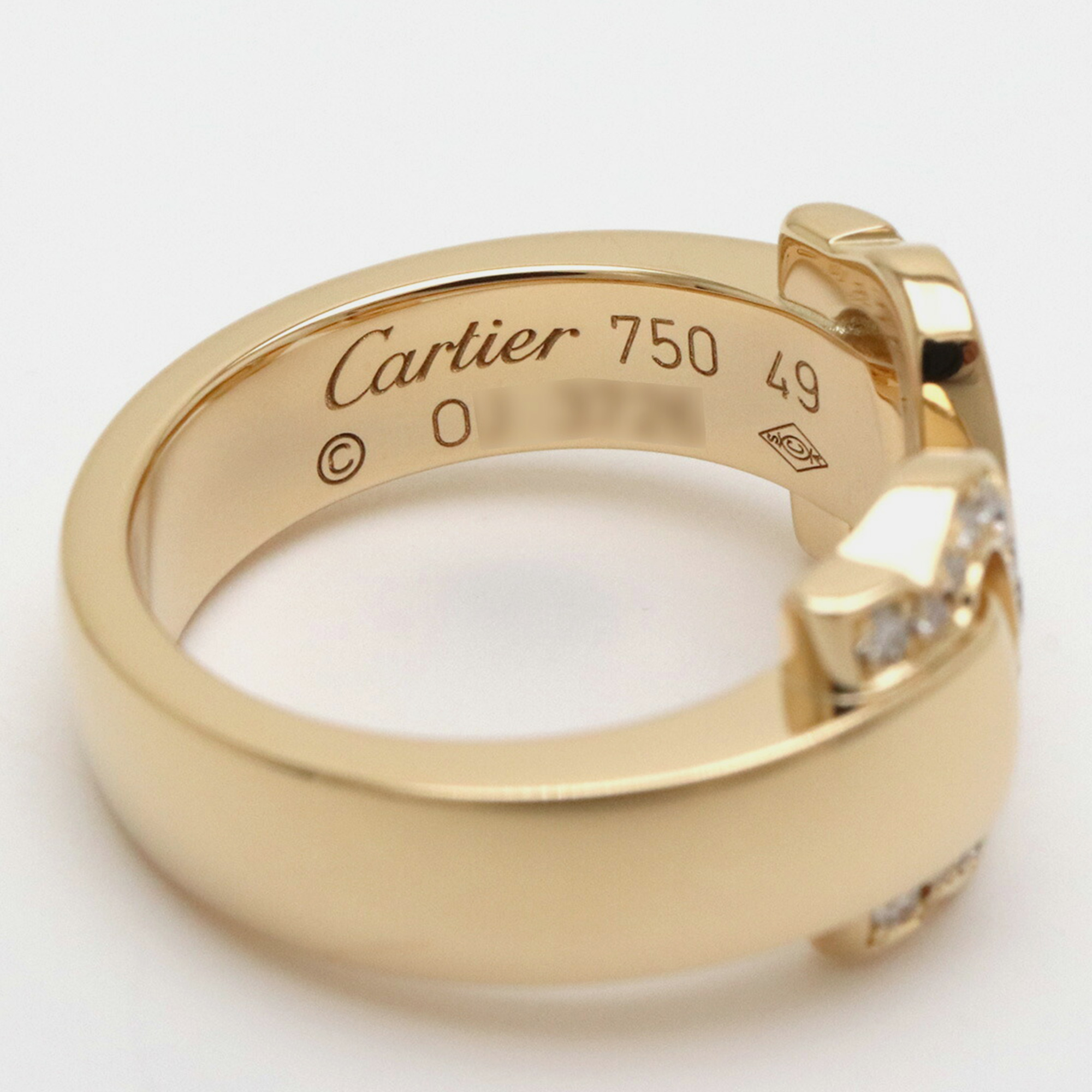 Cartier 18K Yellow Gold And Diamond C De Cartier Band Ring EU 49