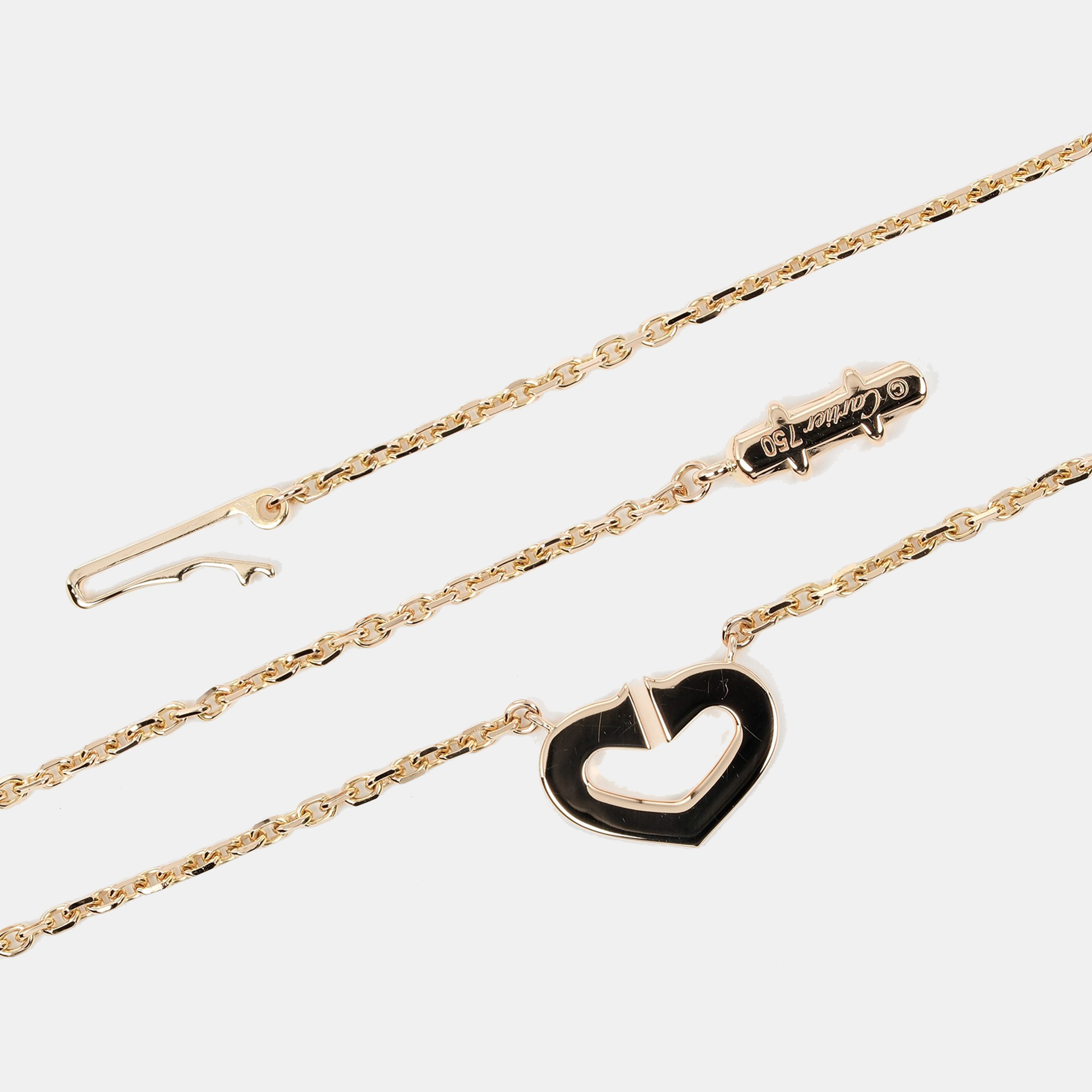 Cartier 18K Rose Gold And Diamond C De Cartier Heart Pendant Necklace