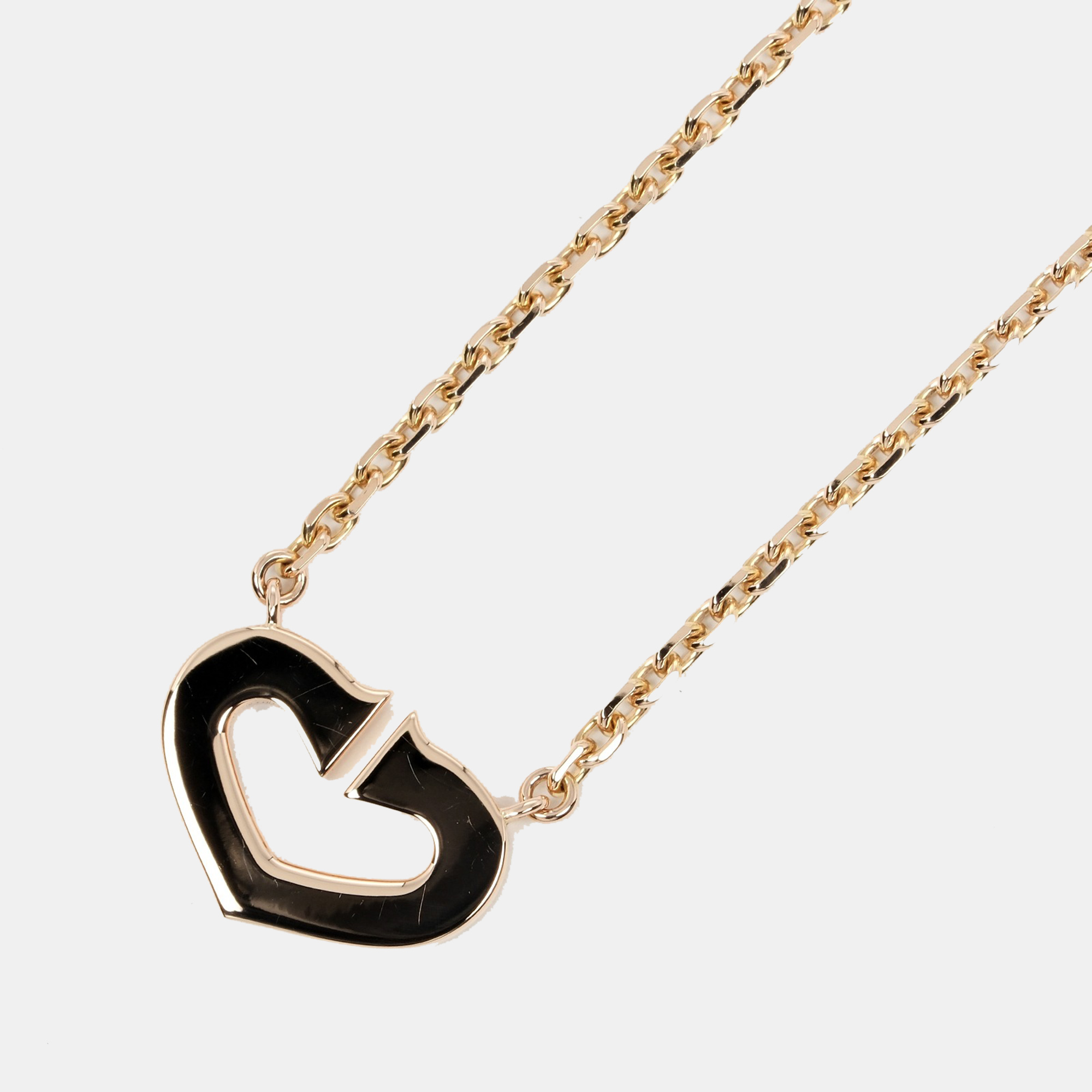 Cartier 18K Rose Gold And Diamond C De Cartier Heart Pendant Necklace