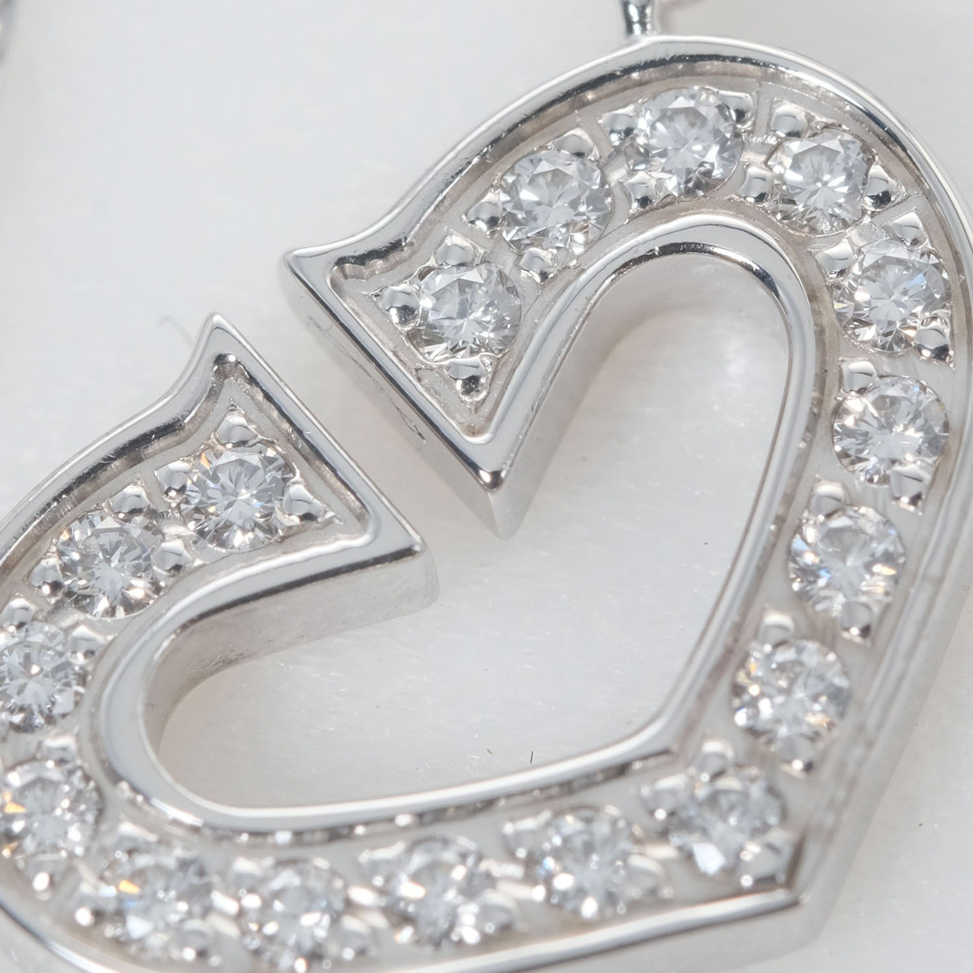 Cartier 18K White Gold And Diamond C De Cartier Heart Pendant Necklace