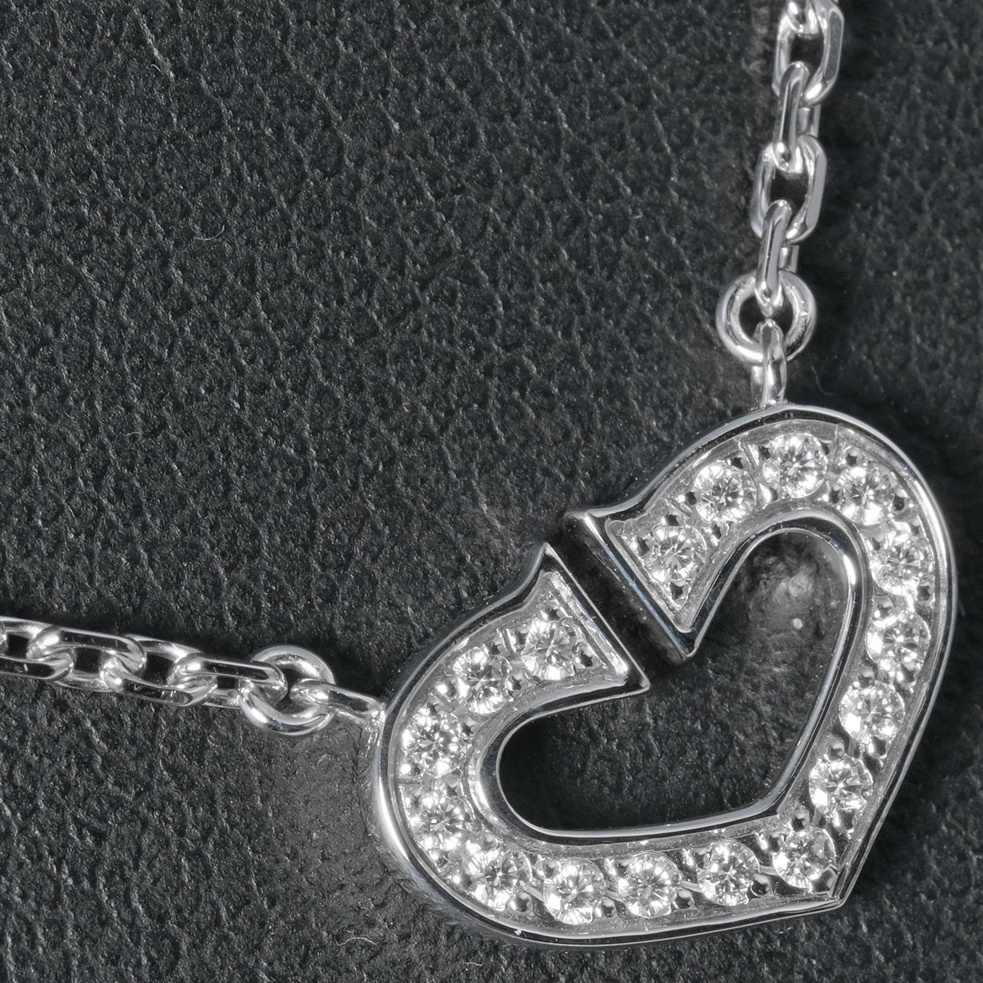 Cartier 18K White Gold And Diamond C De Cartier Heart Pendant Necklace