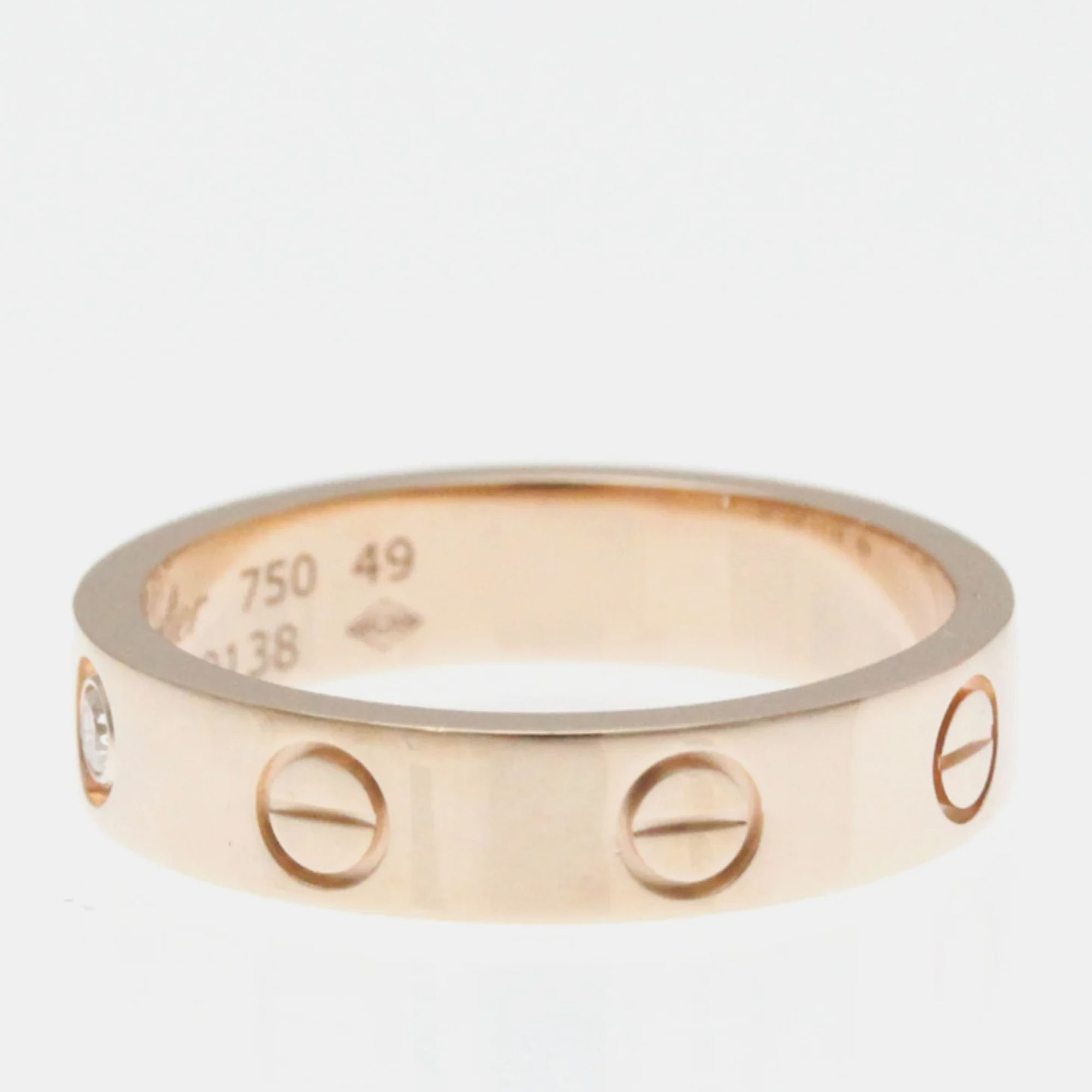 Cartier 18K Rose Gold And Diamond Love Band Ring EU 49