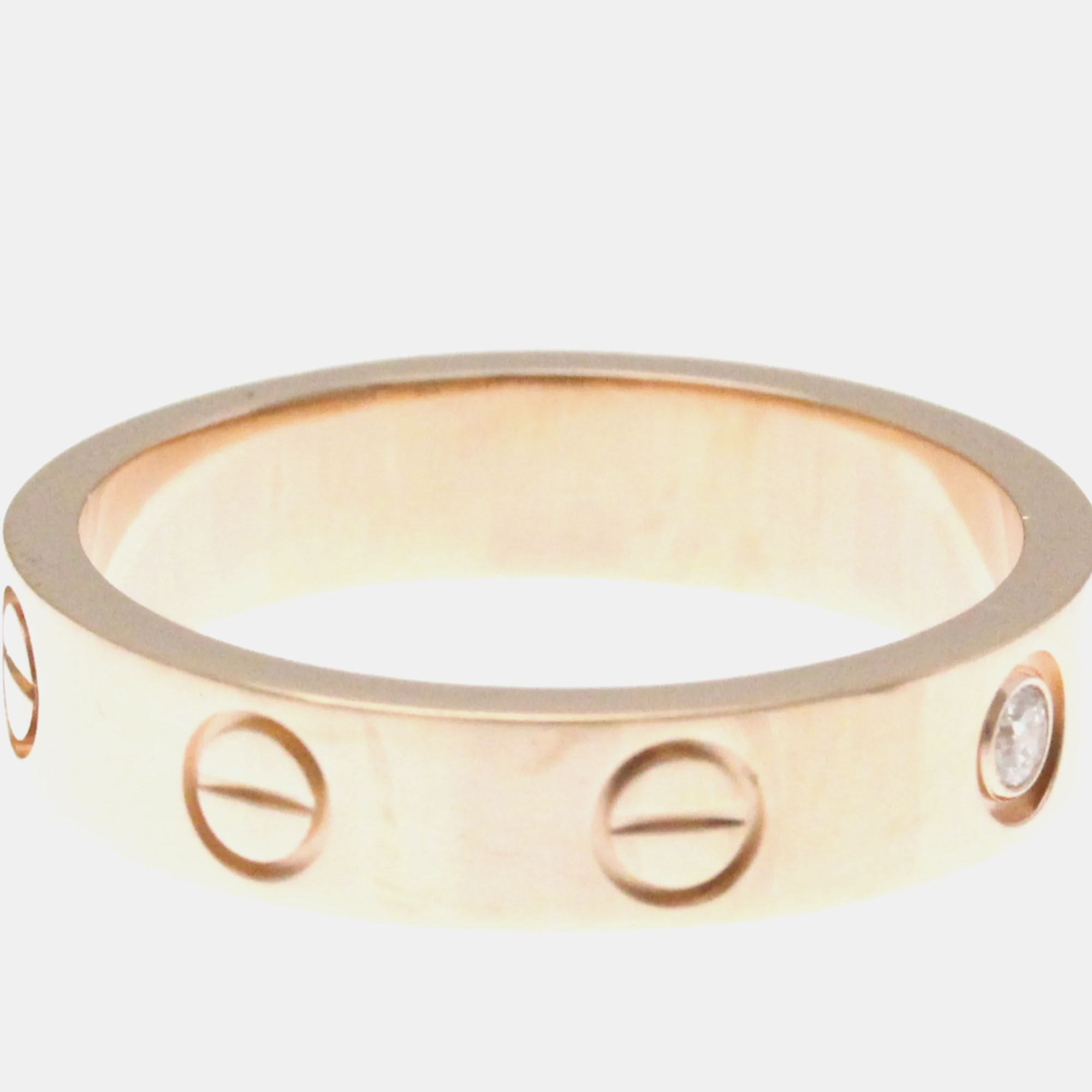 Cartier 18K Rose Gold And Diamond Love Band Ring EU 49