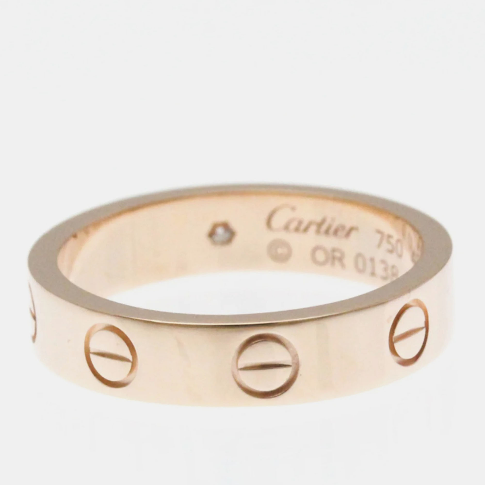 Cartier 18K Rose Gold And Diamond Love Band Ring EU 49