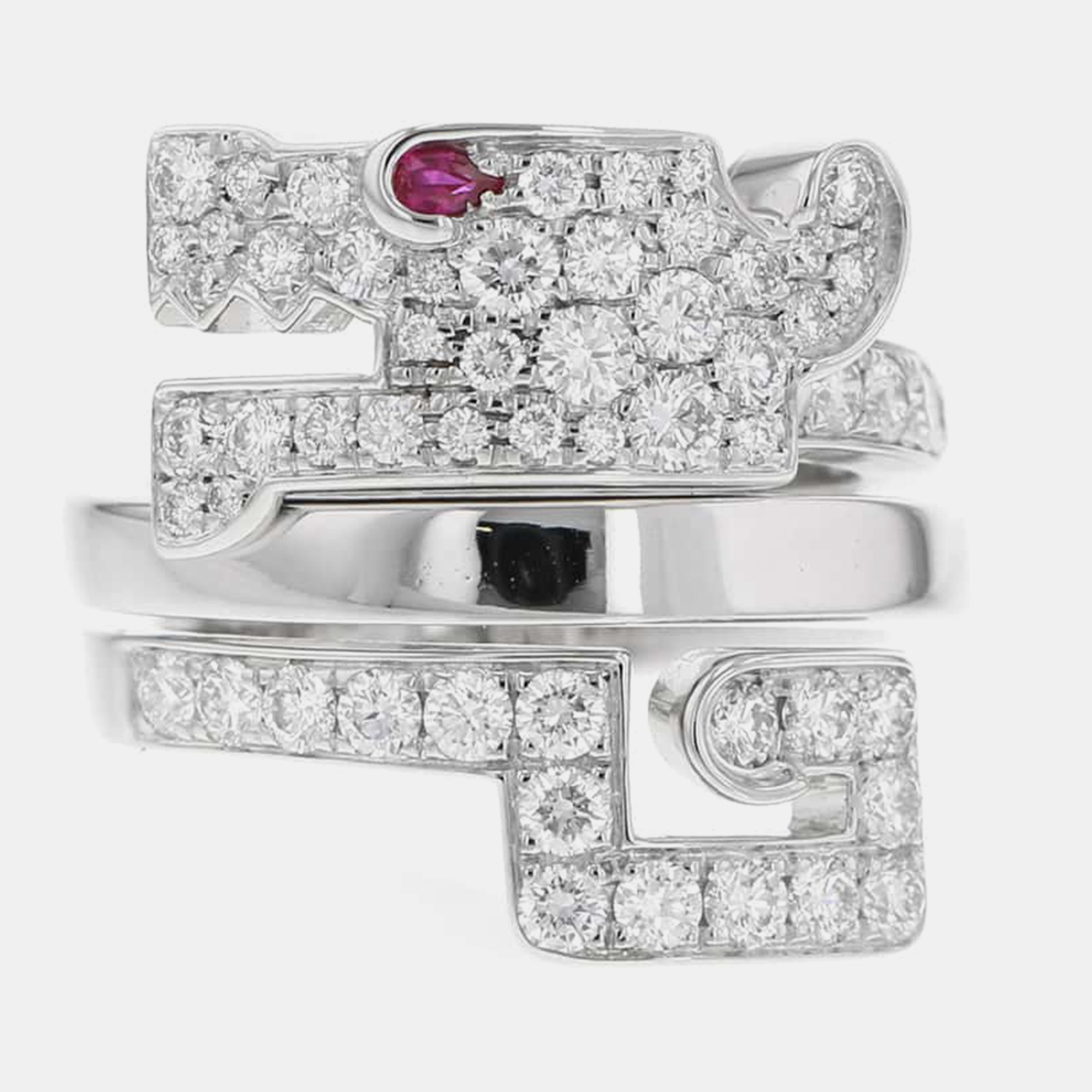 Cartier 18K White Gold Le Beze du Dragon Ring EU 51