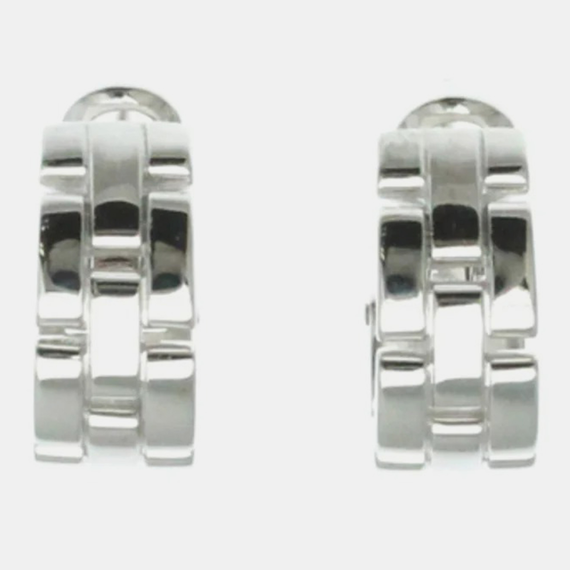 Cartier 18K White Gold Maillon Panthere Earrings
