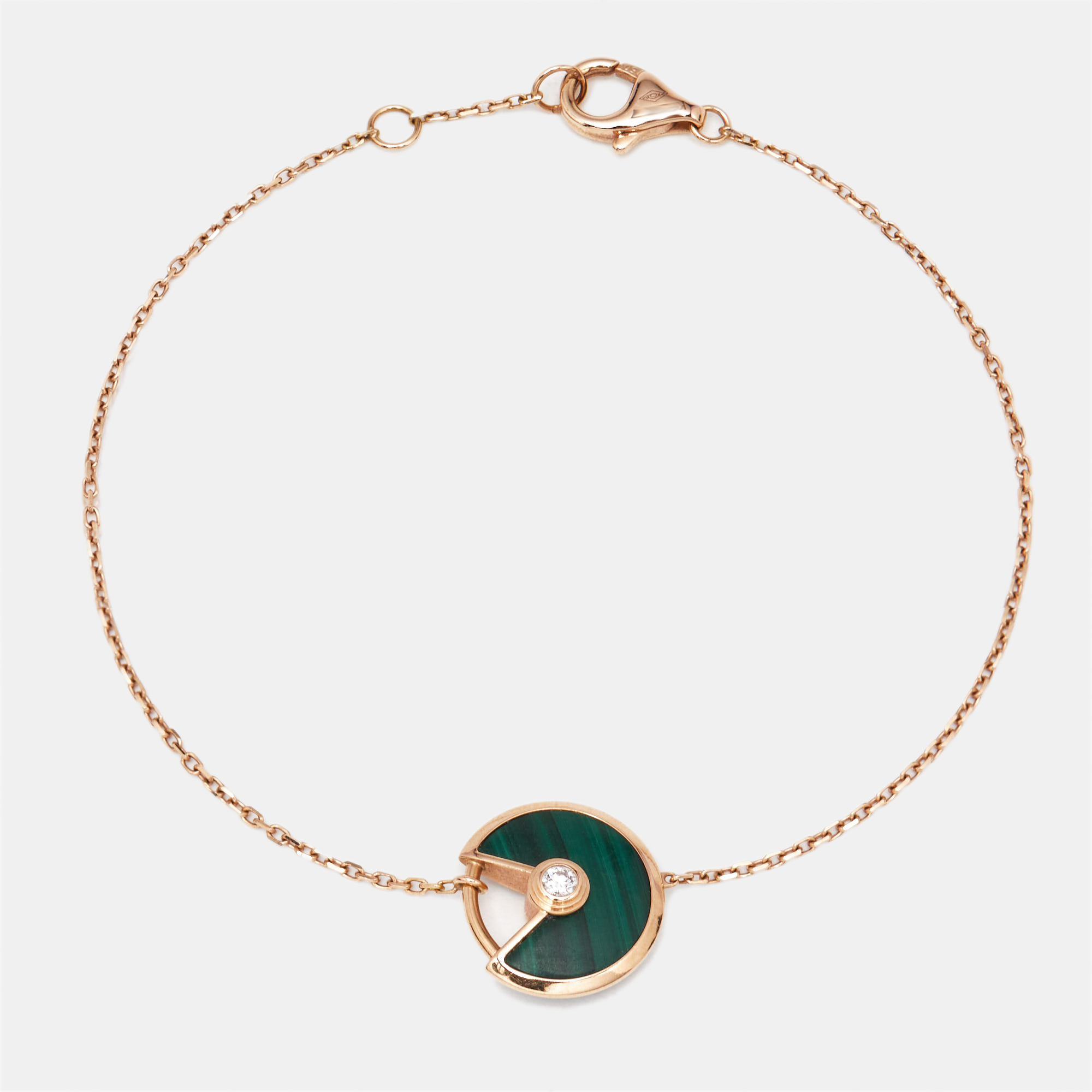 Cartier Amulette De Cartier Malachite Diamond 18k Rose Gold Model Bracelet
Cartier Amulette De Cartier Malachite Diamond 18k Rose Gold Model Bracelet