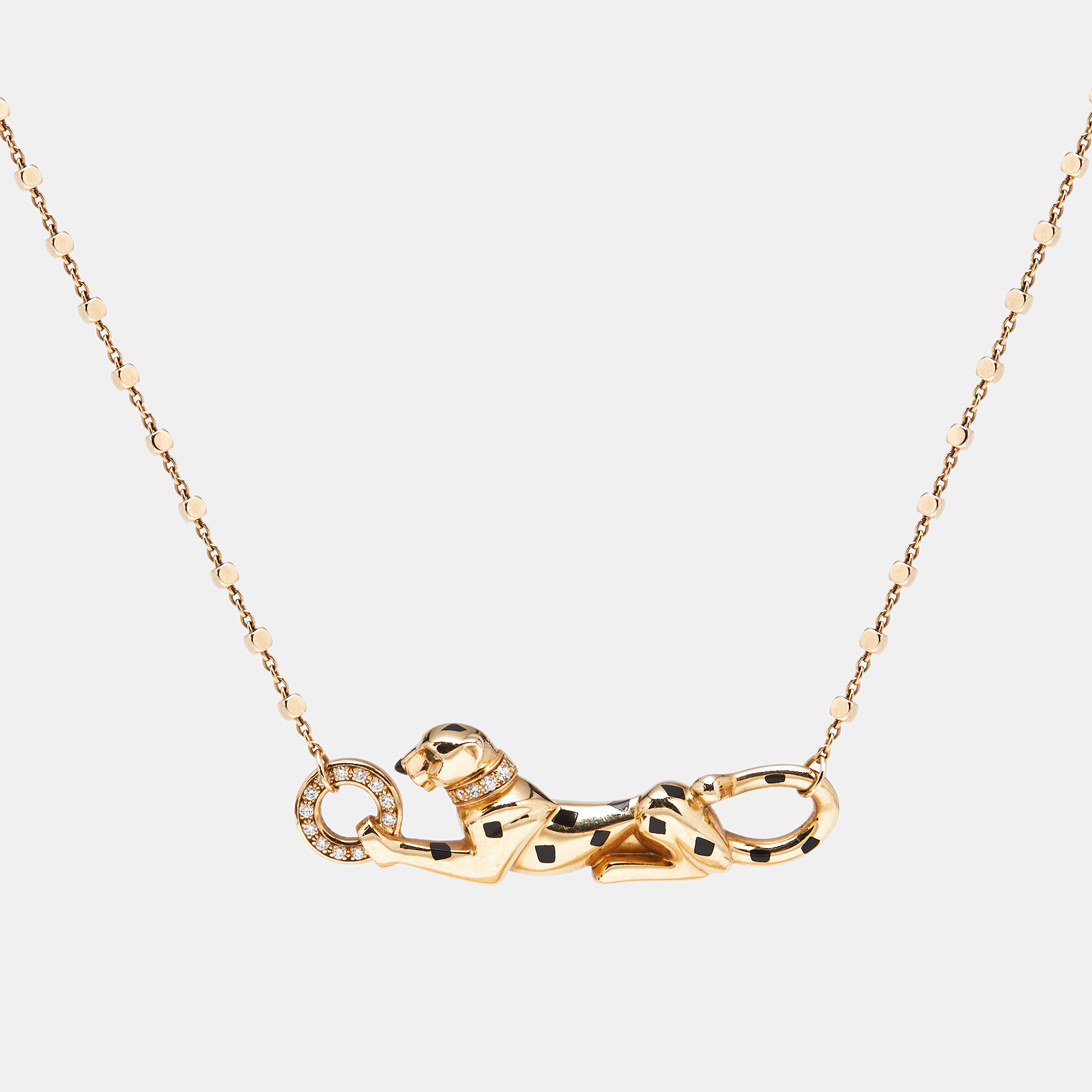 Cartier Panthere De Cartier Diamond Tsavorite Garnet Lacquer 18k Yellow Gold Necklace
Cartier Panthere De Cartier Diamond Tsavorite Garnet Lacquer 18k Yellow Gold Necklace