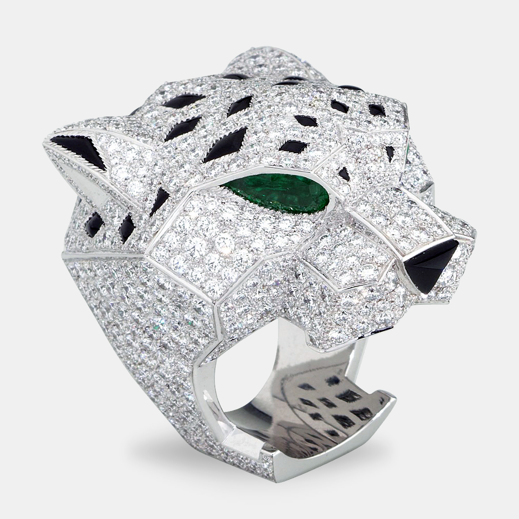 Panthere De Head Multi Gemstones 18k Gold Ring Size 54 - Cartier - Modalova