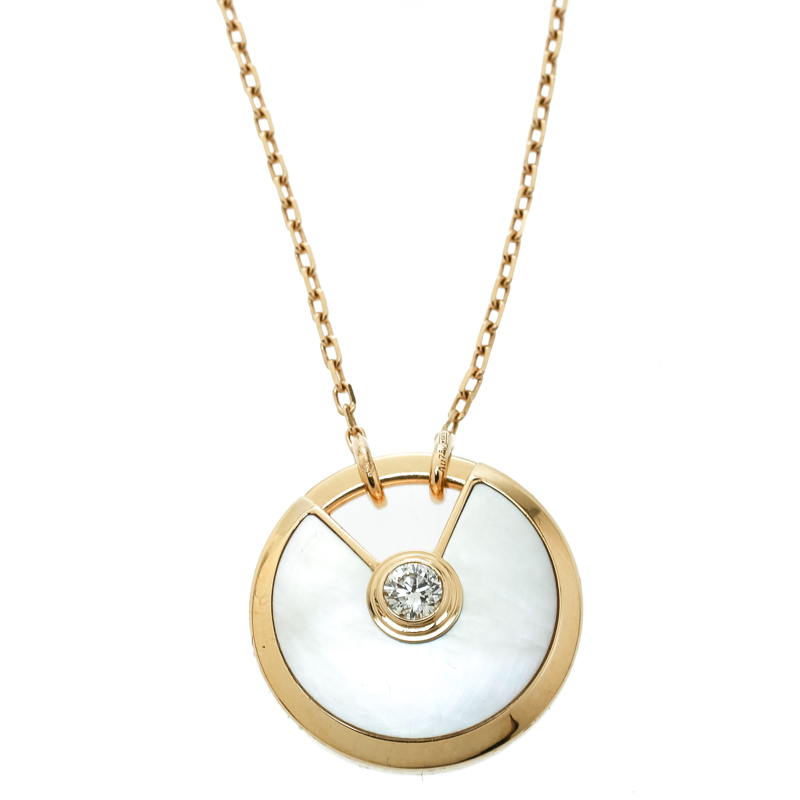 Фото #1: Cartier Amulette de Cartier Mother of Pearl & Diamond 18k Yellow Gold Pendant Necklace