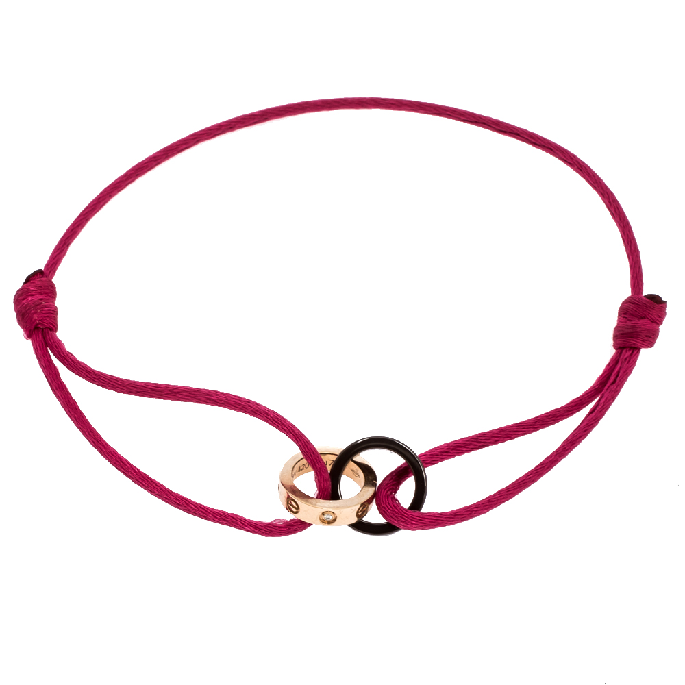 Cartier Love Ceramic Diamond 18K Rose Gold Pink Cord Adjustable Bracelet
Cartier Love Ceramic Diamond 18K Rose Gold Pink Cord Adjustable Bracelet