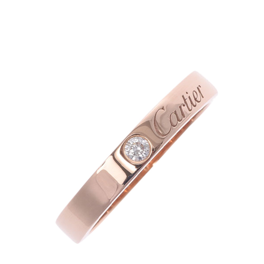 Cartier C De Cartier 18K Rose Gold Diamond Ring Size EU 50