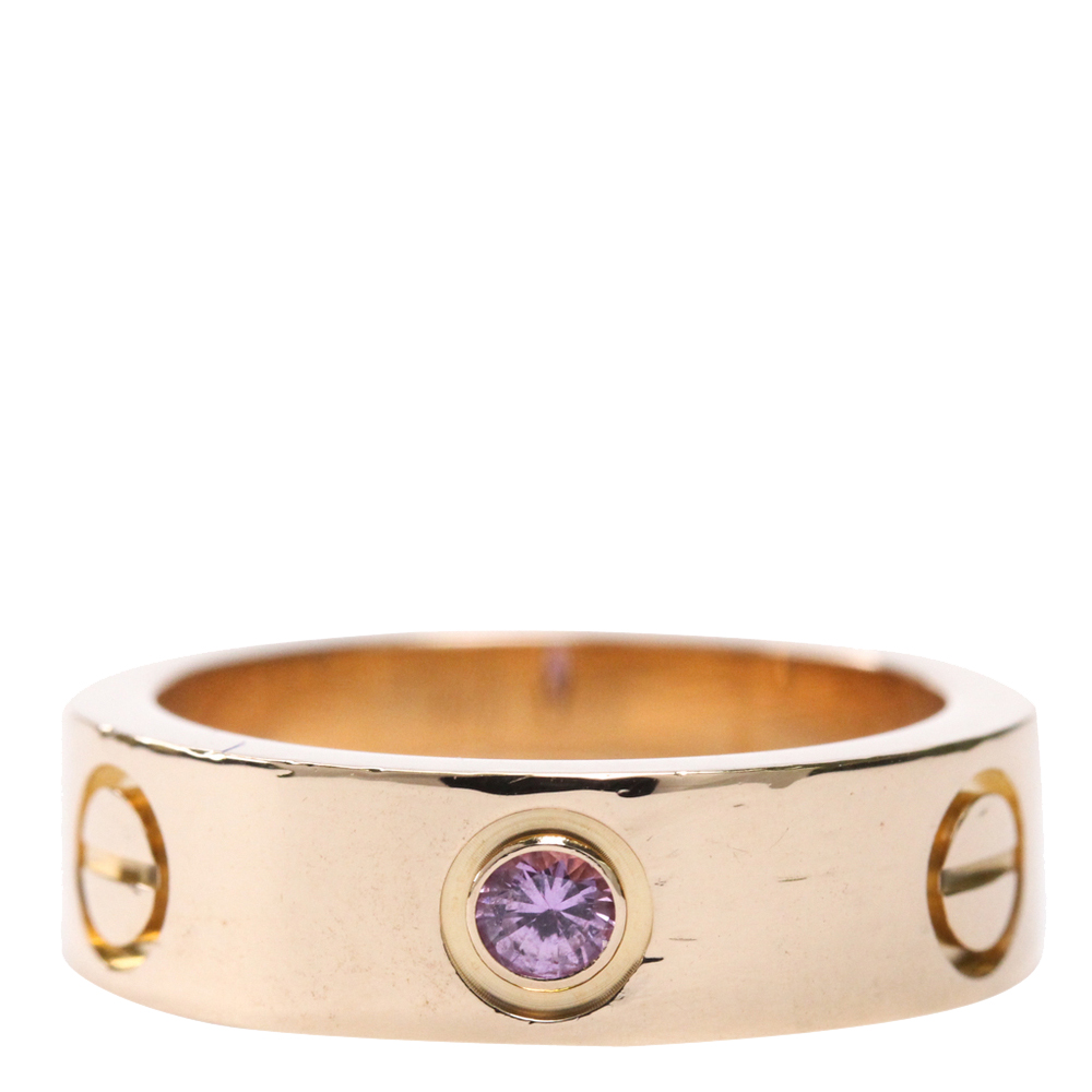 Cartier Love 18K Rose Gold Sapphire Ring Size EU 51