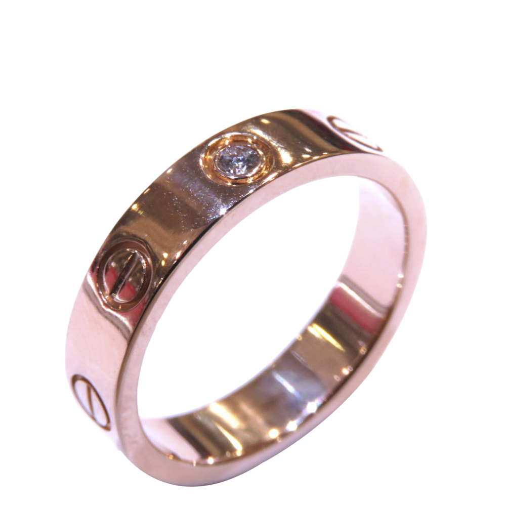 Cartier Love 18K Rose Gold Diamond Ring Size EU 46