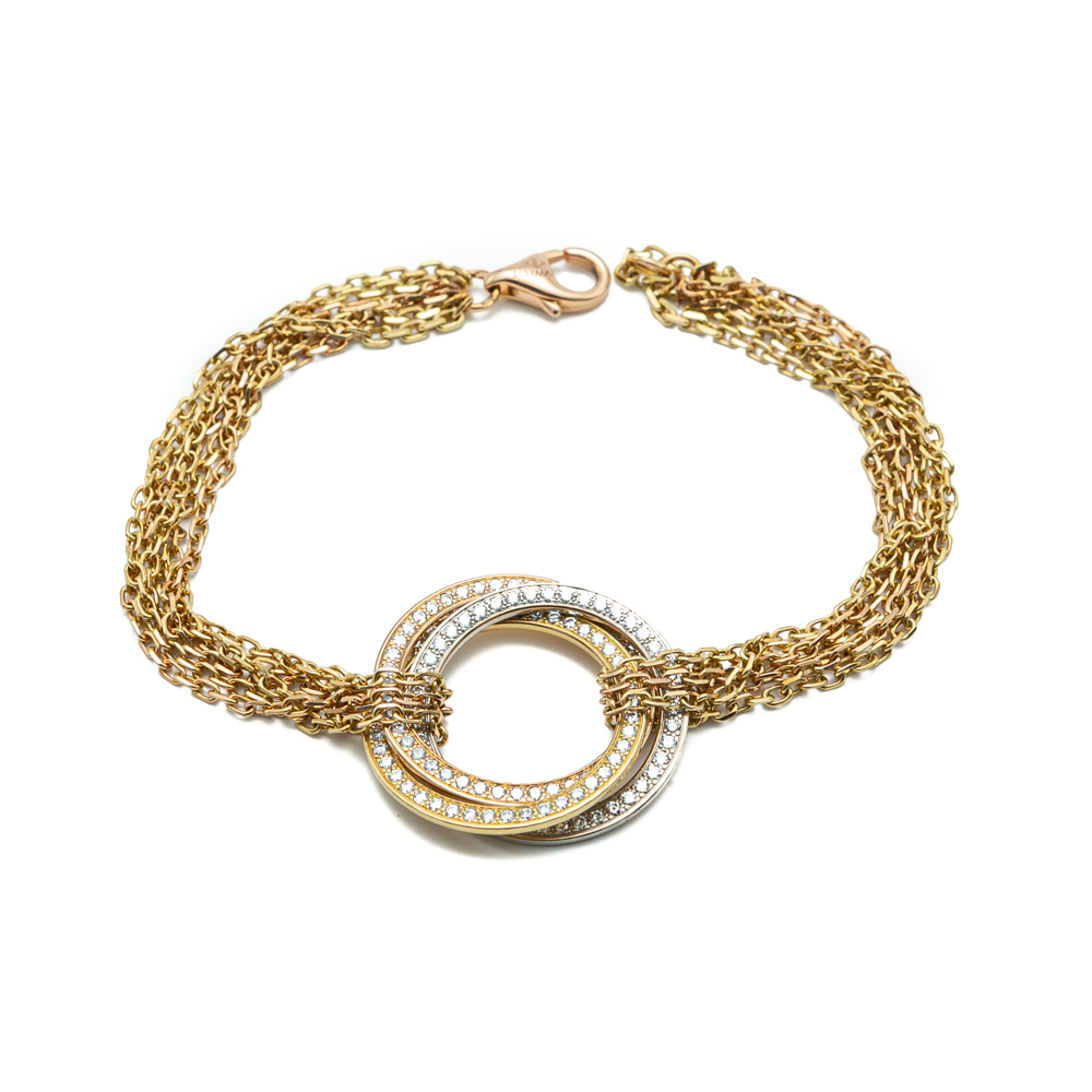 Cartier Trinity Yellow Gold Diamond Bracelet 18 CM
