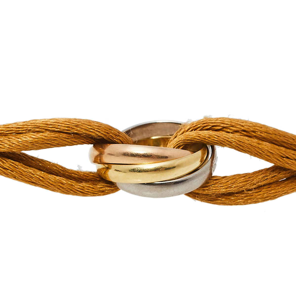 Cartier Trinity de Cartier Three Tone 18k Gold Brown Adjustable Cord Bracelet, Beige
Cartier Trinity de Cartier Three Tone 18k Gold Brown Adjustable Cord Bracelet, Beige