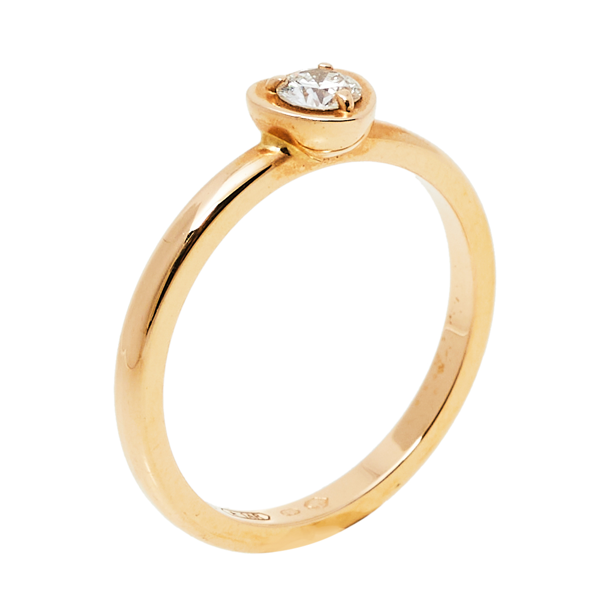 Cartier Diamants Légers Heart Motif Diamond 18K Rose Gold Ring Size 50