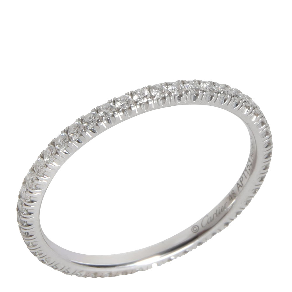 Cartier Entincelle Diamond 18K White Gold Wedding Band Ring Size EU 48