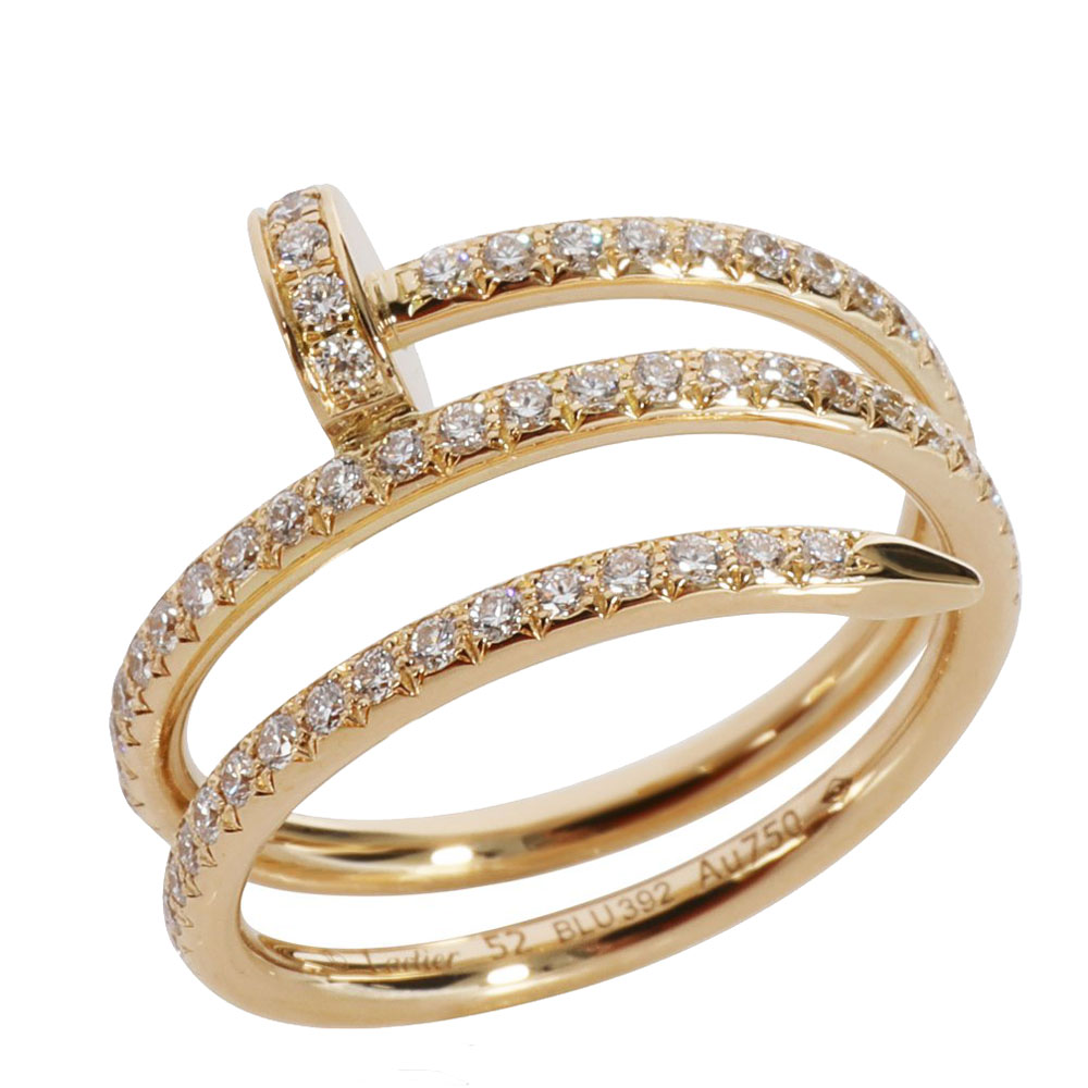 Cartier Juste un Clou Diamond 18K Yellow Gold Ring Size EU 52