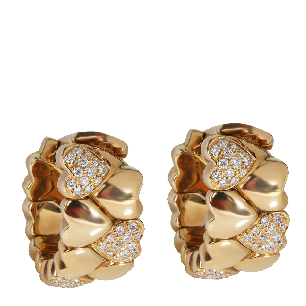 Cartier Symbols & Hearts Diamond Hoop 18K Yellow Gold Earrings
