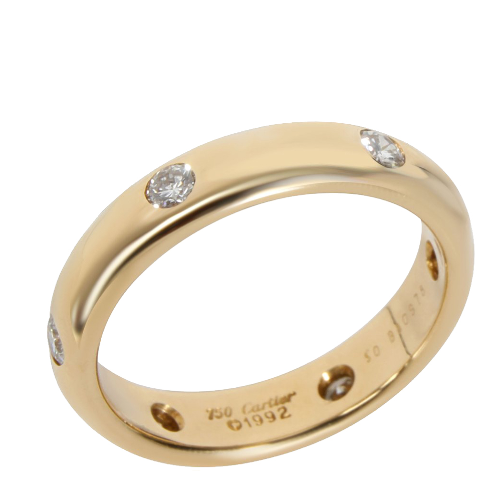 Cartier Stella Diamond 18K Yellow Gold Band Ring Size EU 50