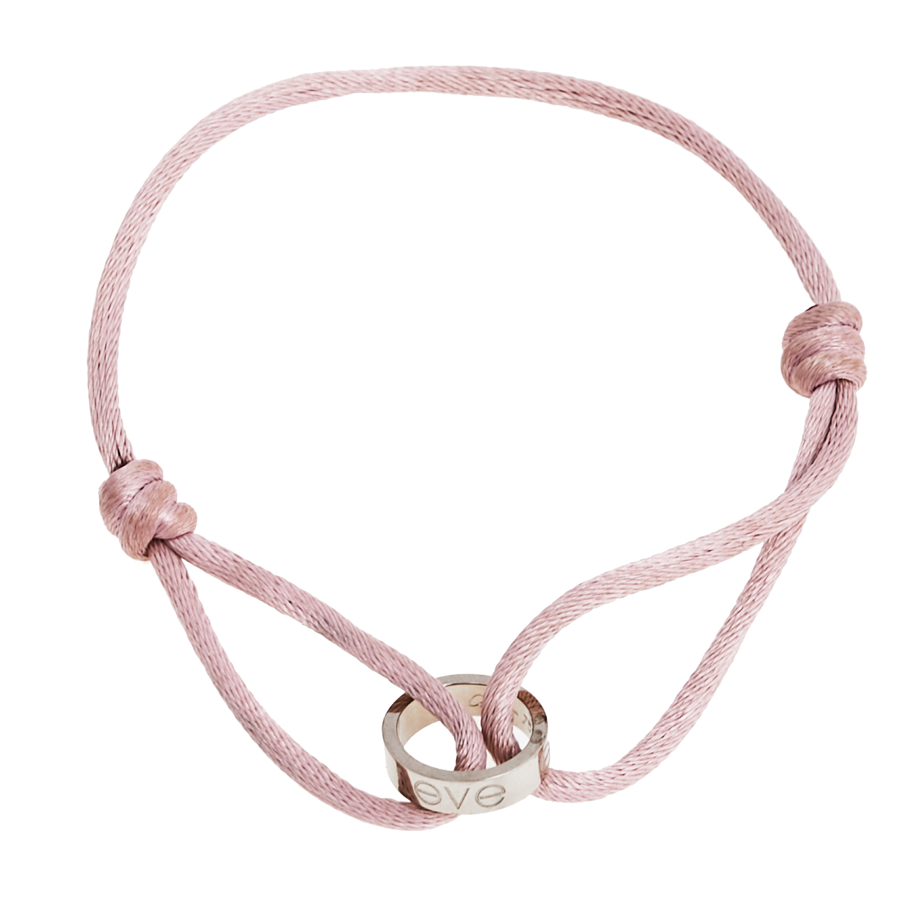 Cartier Love Charity 18K White Gold Adjustable Cord Bracelet female Pink