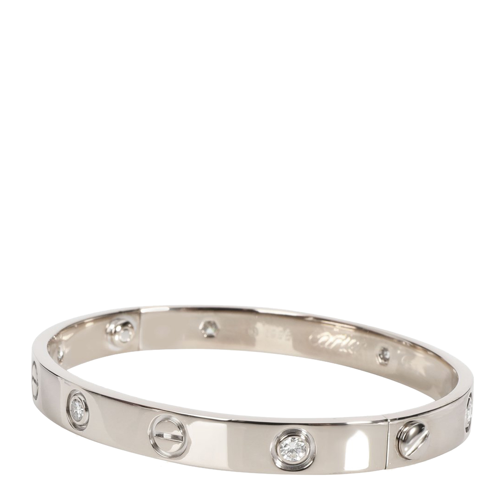 Cartier Love 18K White Gold Diamond Bracelet 16 female