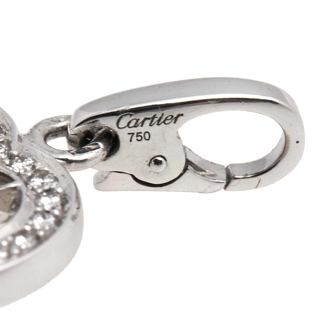 Cartier CC Diamond Heart 18K White Gold Charm Pendant