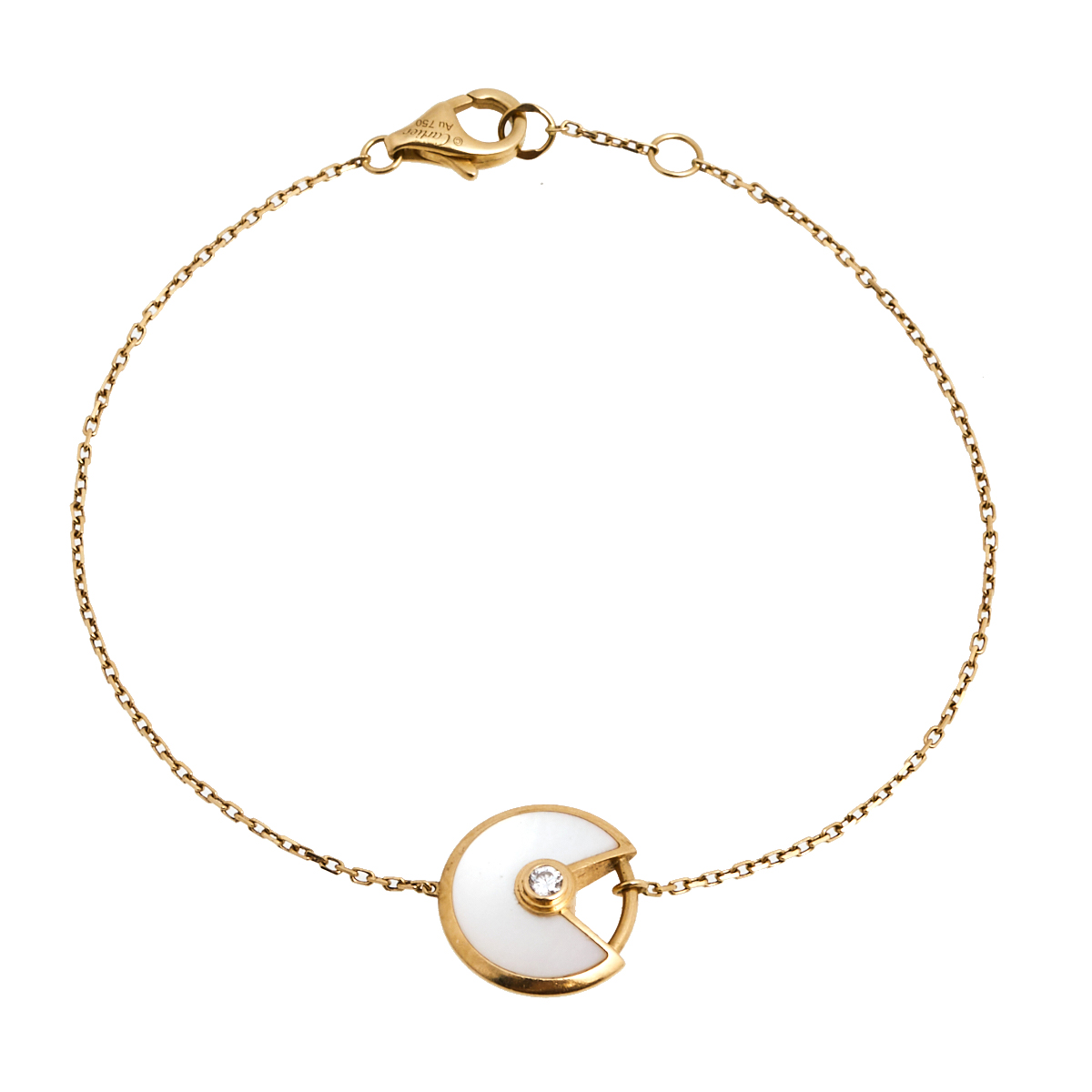 Cartier Amulette de Cartier Mother of Pearl Diamond 18K Yellow Gold Bracelet XS female