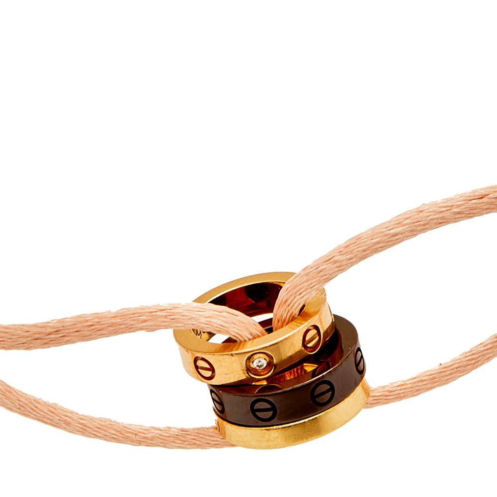 Cartier Love Diamond Brown Ceramic 18k Two Tone Gold Adjustable Cord Bracelet
Cartier Love Diamond Brown Ceramic 18k Two Tone Gold Adjustable Cord Bracelet