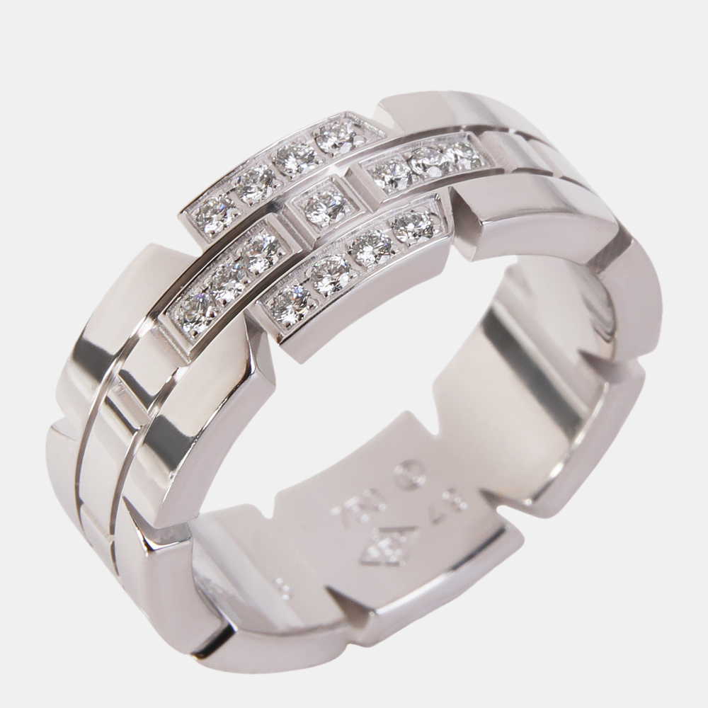 Cartier Tank Francaise 18K White Gold Diamond Ring EU 49