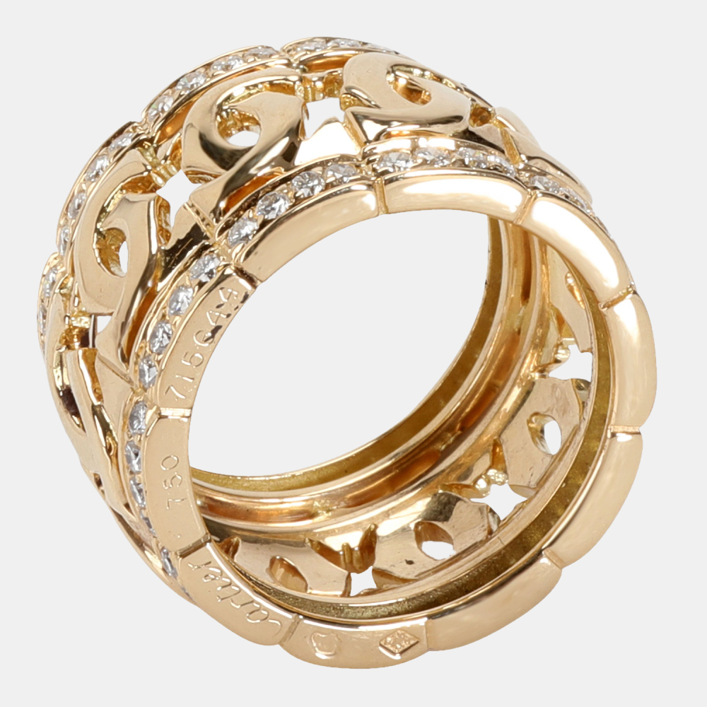 Cartier Entrelaces C De Cartier 18K Yellow Gold Diamond Ring EU 53