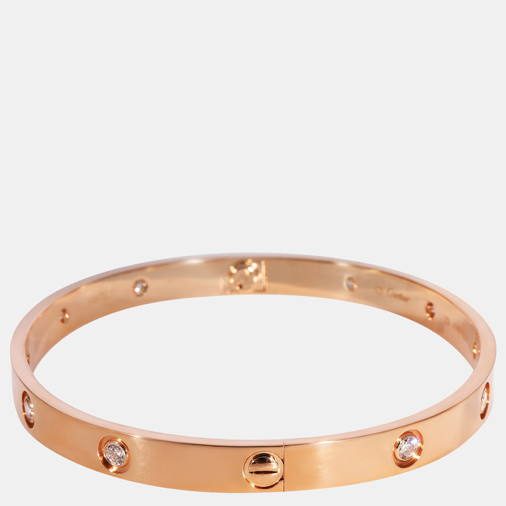 Cartier Love Diamond Bracelet In 18k Rose Gold 0.96 CTW