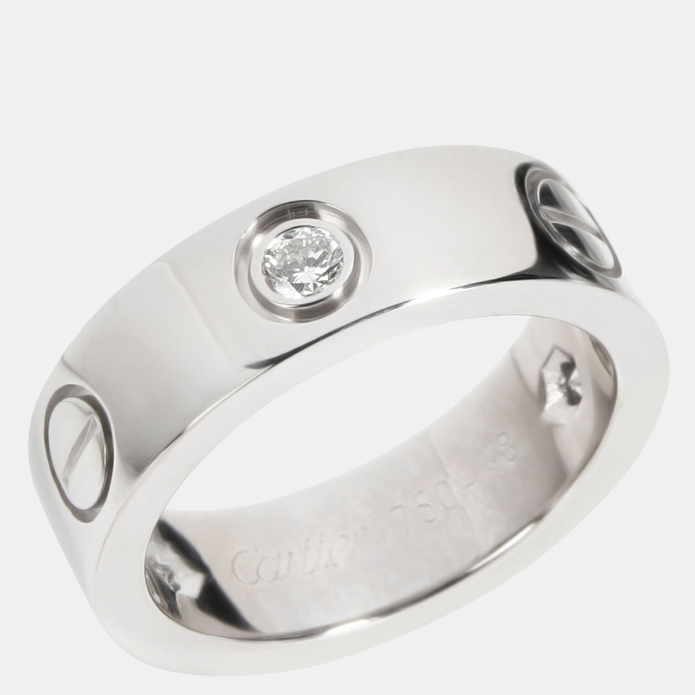 Cartier Love Diamond Ring In 18k White Gold 0.22 CTW