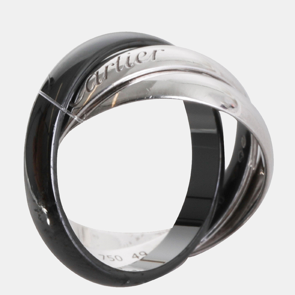 Cartier Trinity Ring In 18k White Gold/Ceramic Ring Size US 4.75