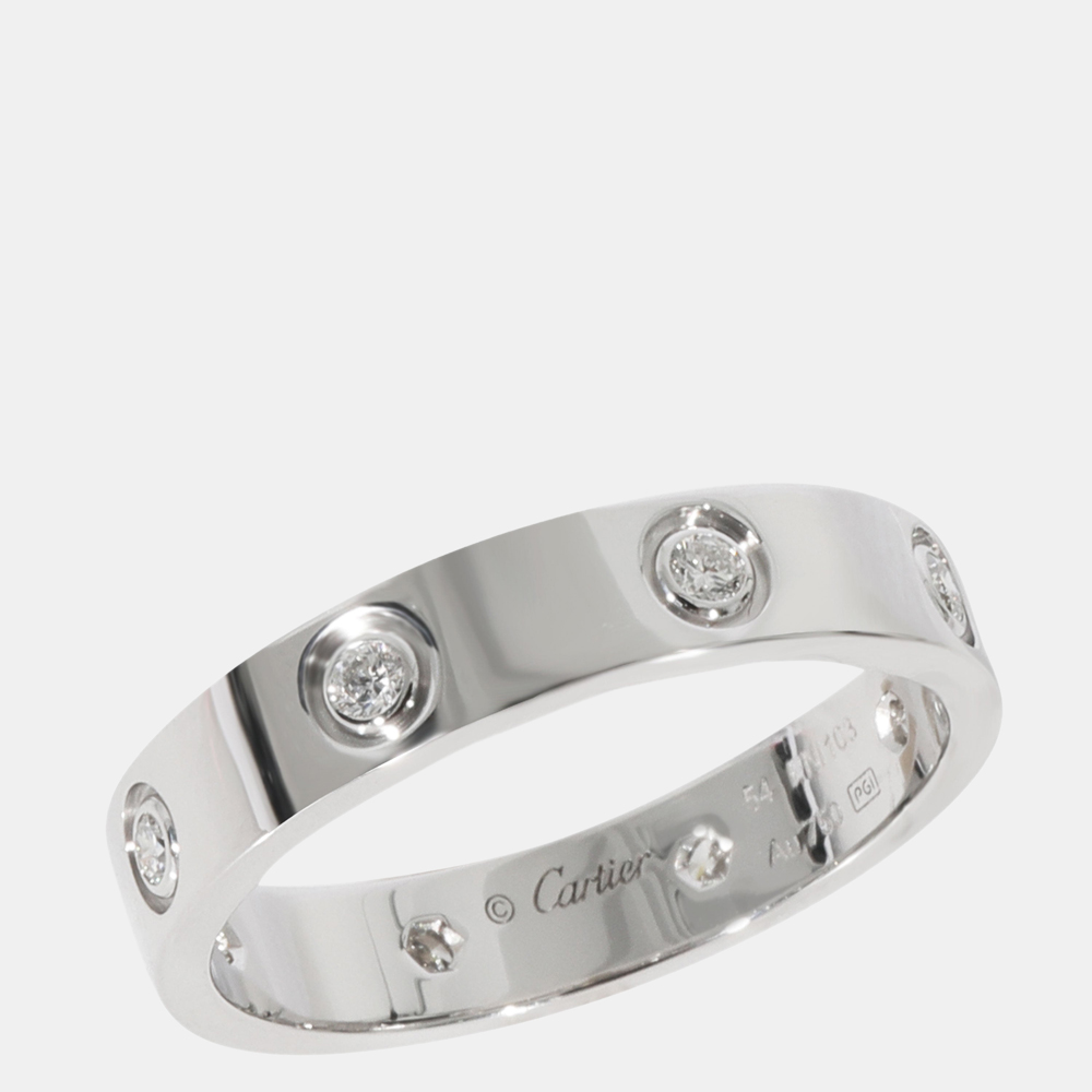 

Cartier Love Diamond Band in 18k White Gold 0.19 CTW Ring Size EU 54