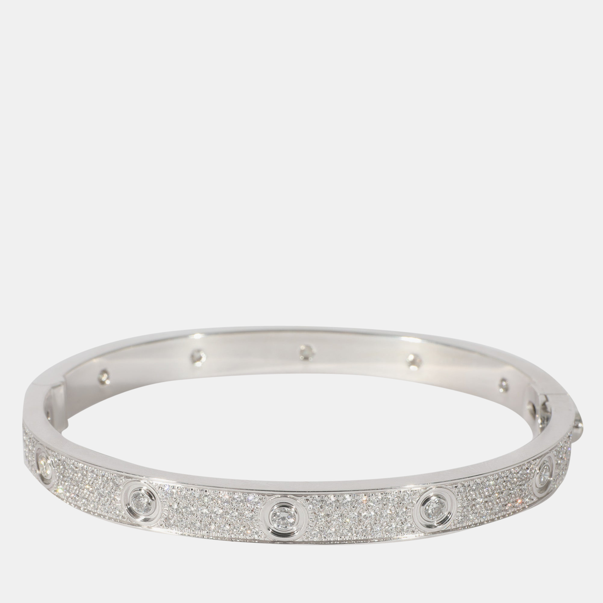 Cartier Love Diamond Bracelet In 18k White Gold 3.15 CTW