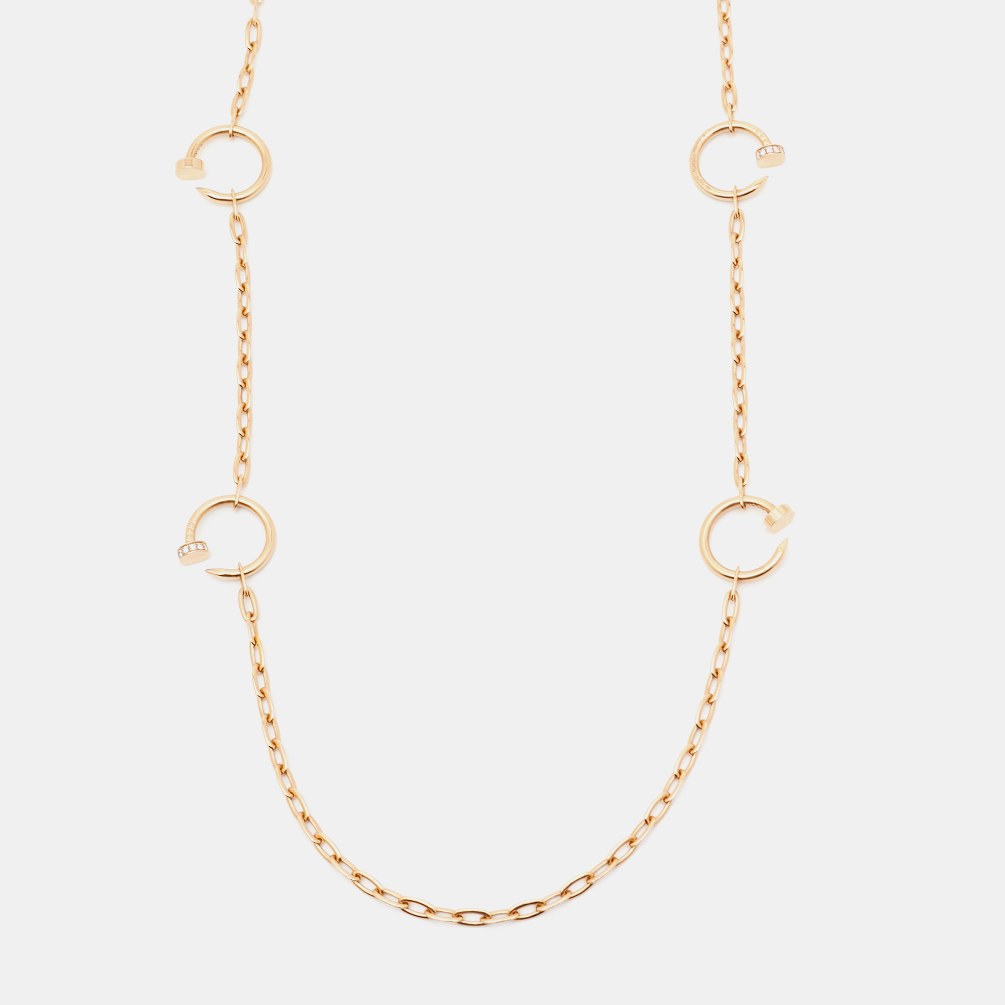 Cartier Juste Un Clou Diamonds 18k Rose Gold 6 Motif Long Necklace